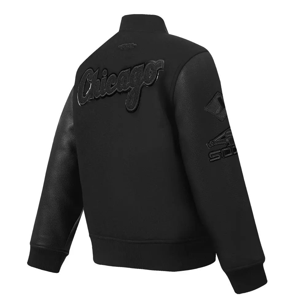Pro Standard Big Boys' MLB Chicago White Sox Triple Black Wool Varsity Jacket - BLACK