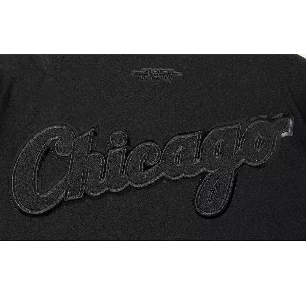 Pro Standard Big Boys' MLB Chicago White Sox Triple Black Wool Varsity Jacket - BLACK