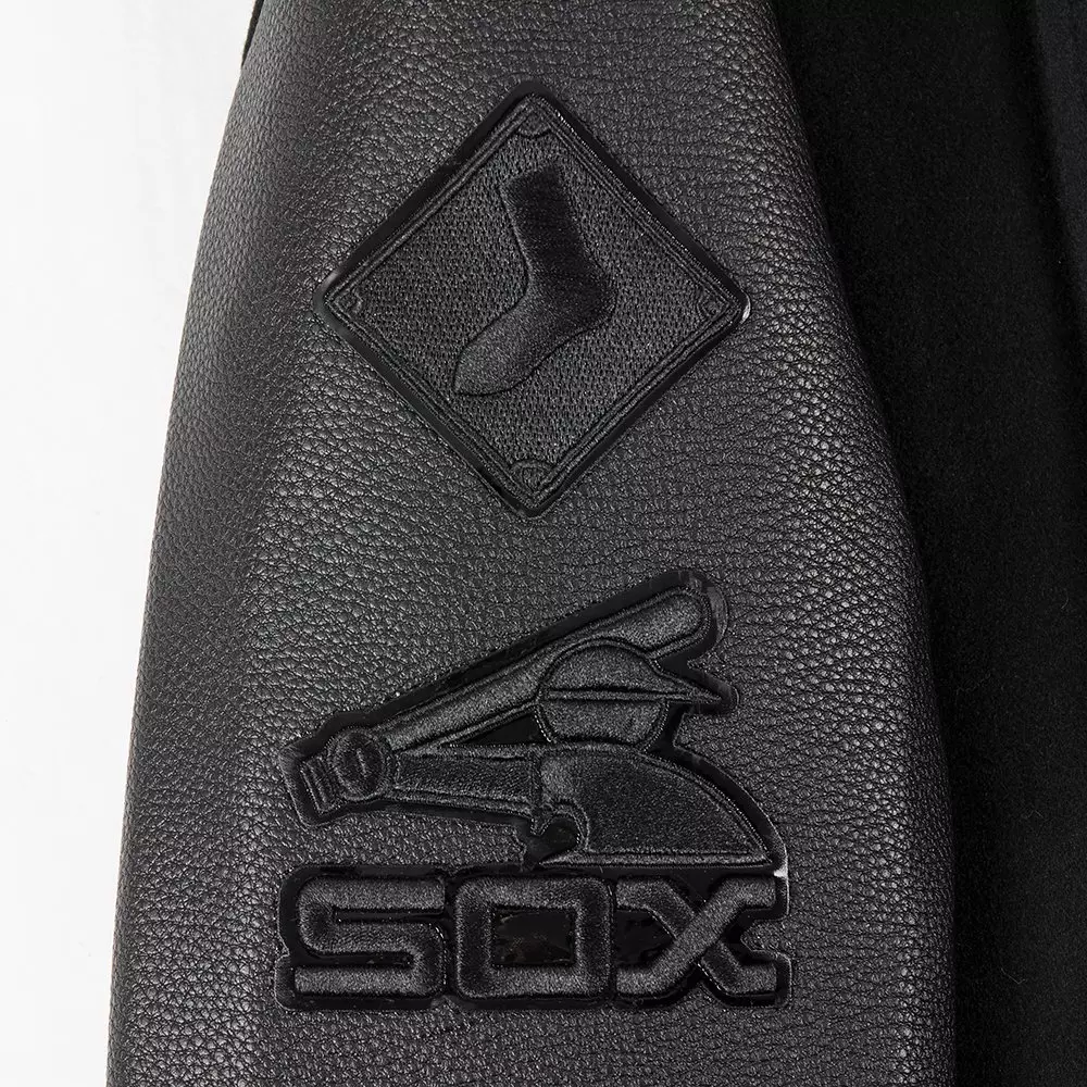 Pro Standard Big Boys' MLB Chicago White Sox Triple Black Wool Varsity Jacket - BLACK