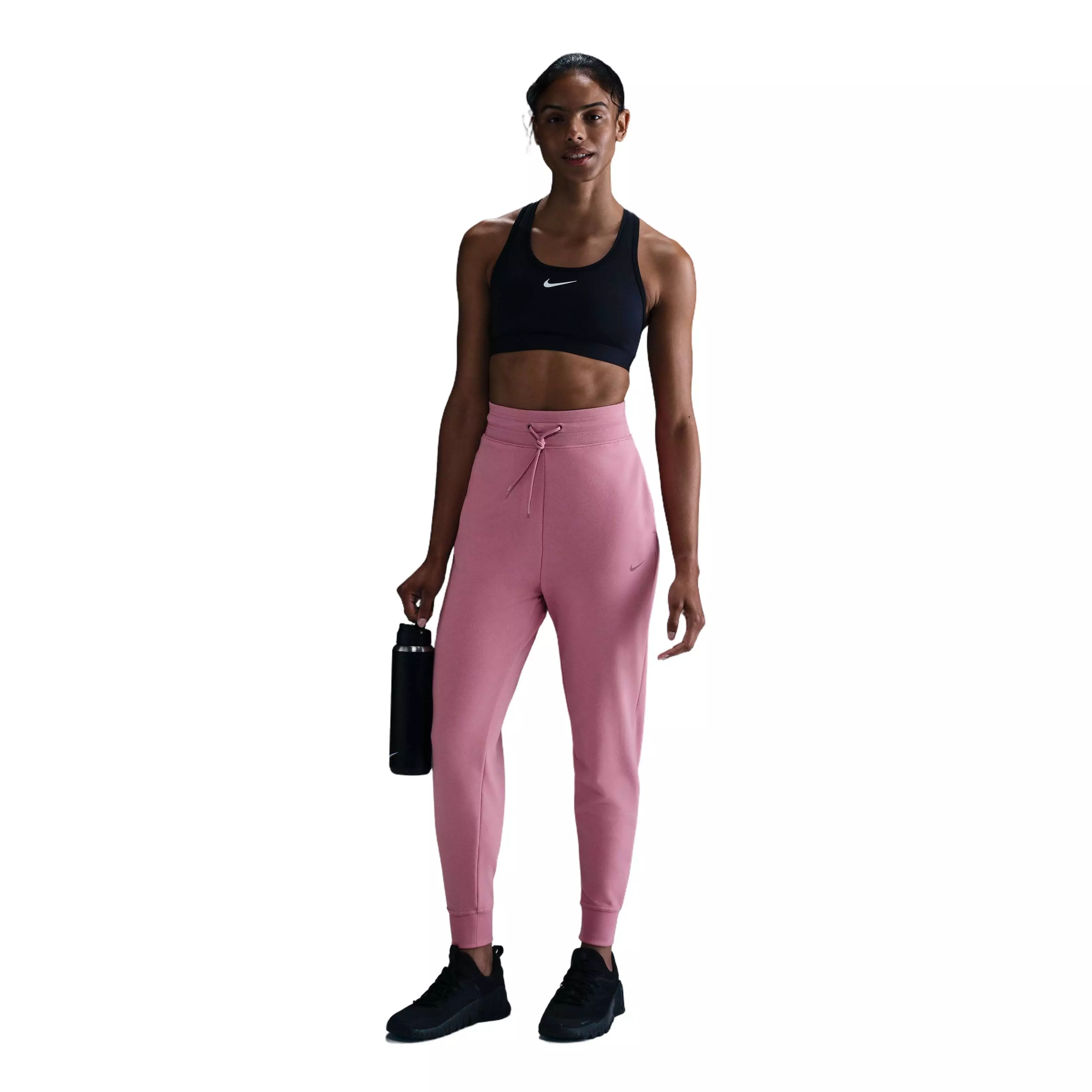 Nike Women's Dri-FIT One High-Waisted 7/8 French Terry Joggers - Pink - PINK