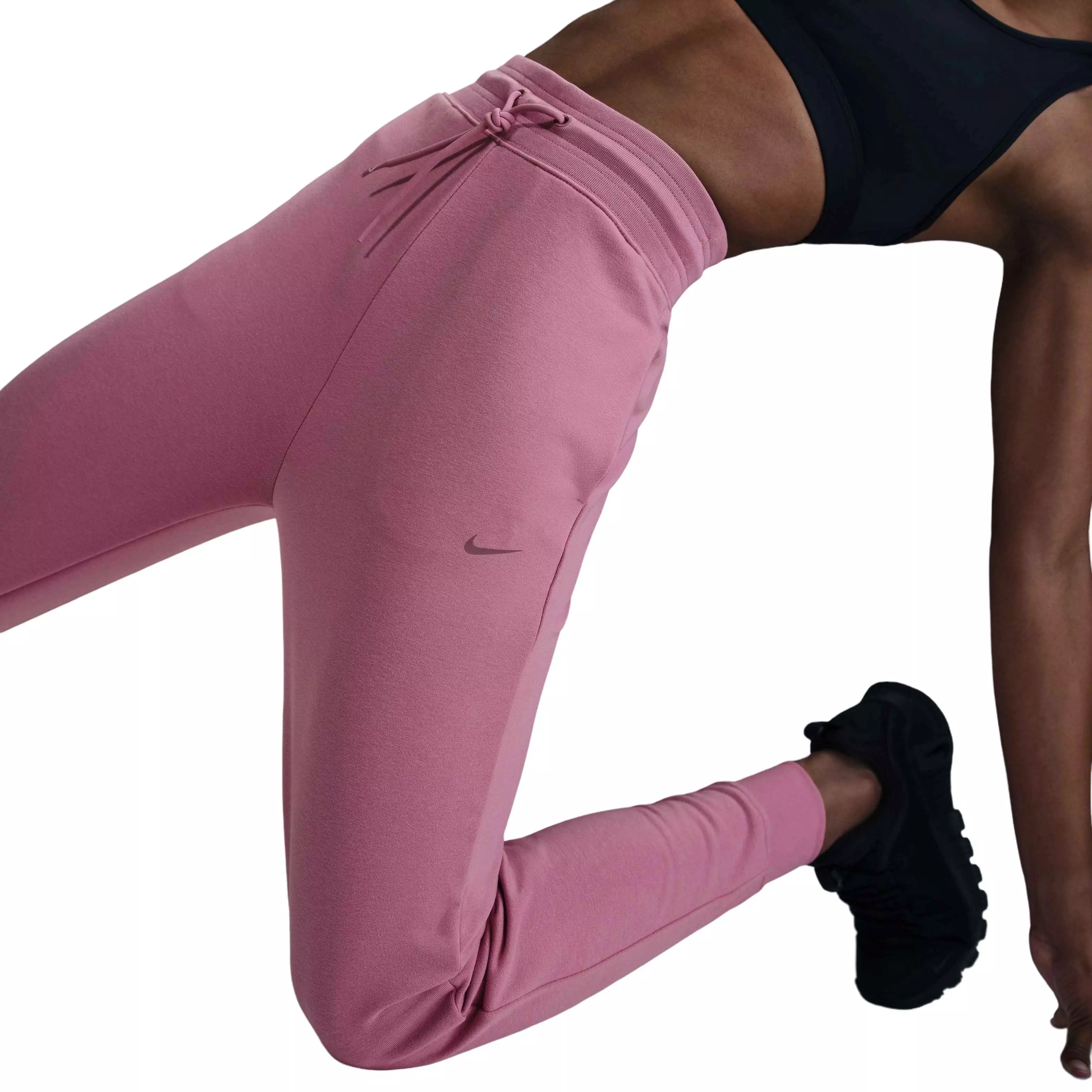 Nike Women's Dri-FIT One High-Waisted 7/8 French Terry Joggers - Pink - PINK