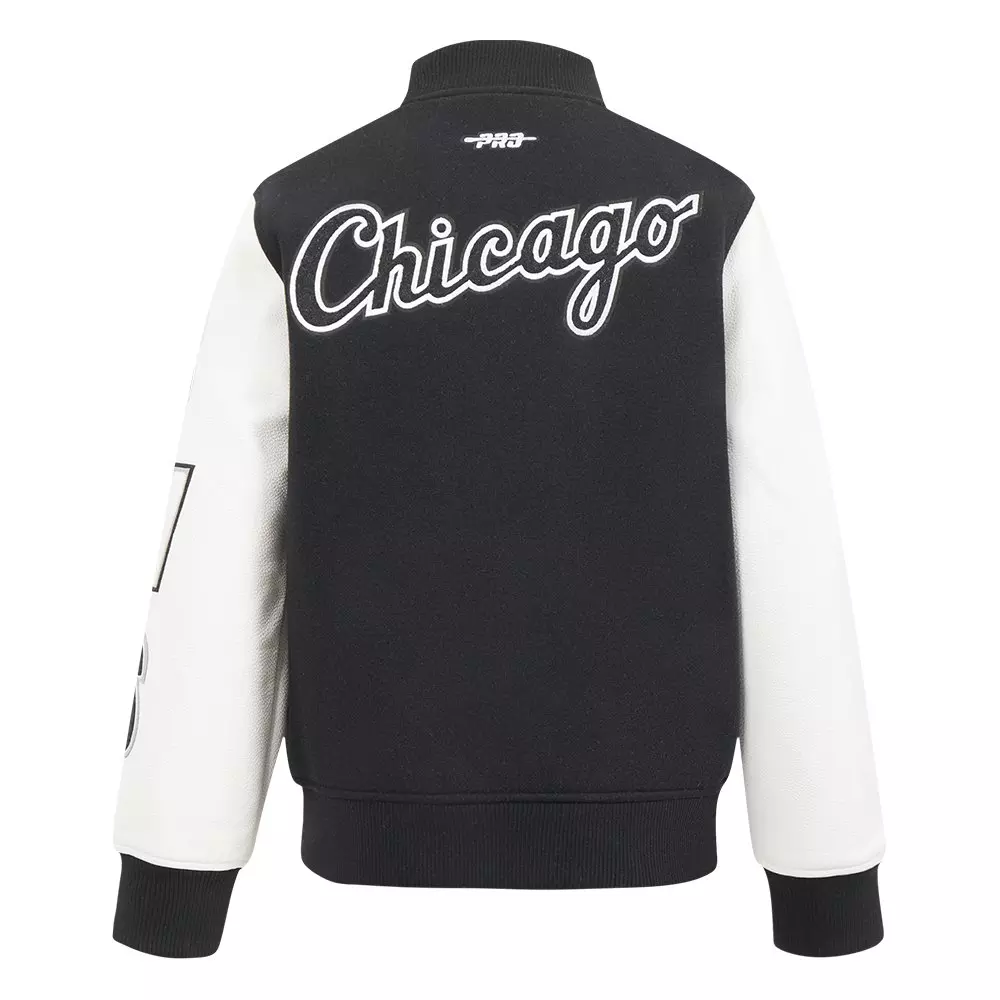 Pro Standard Big Boys' MLB Chicago White Sox Classic Wool Varsity Jacket - Black - BLACK