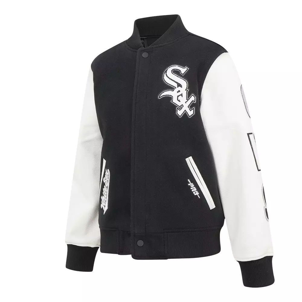 Pro Standard Big Boys' MLB Chicago White Sox Classic Wool Varsity Jacket -Black - BLACK