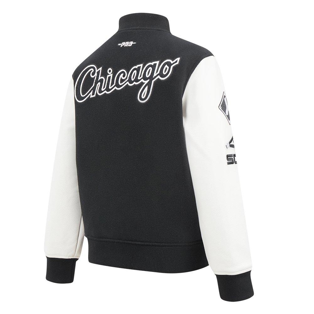 Pro Standard Big Boys' MLB Chicago White Sox Classic Wool Varsity Jacket - Black - BLACK Thumbnail View 4