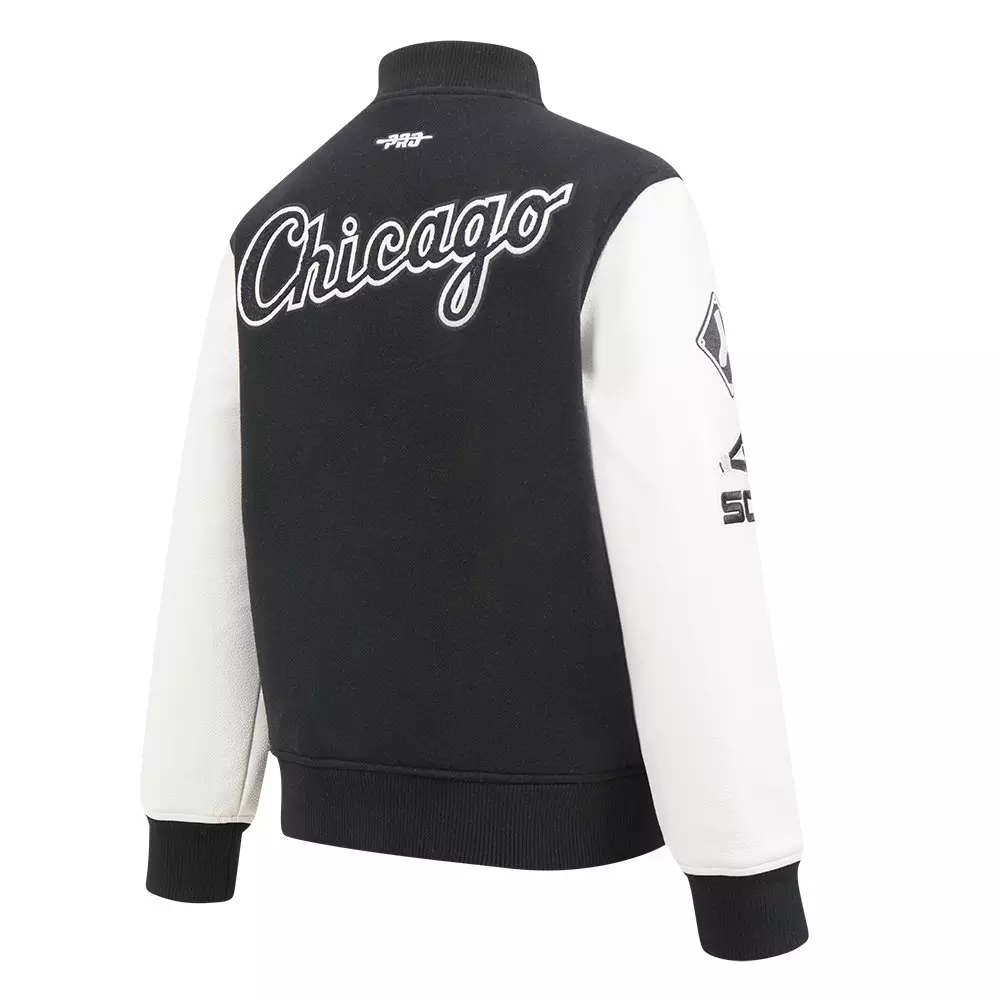 Pro Standard Big Boys' MLB Chicago White Sox Classic Wool Varsity Jacket -Black - BLACK