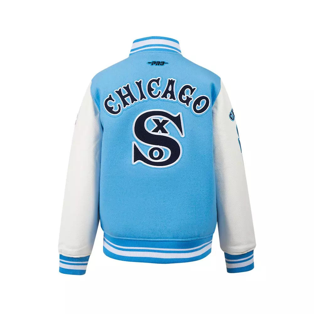 Pro Standard Big Boys' MLB Chicago White Sox Retro Classic Rib Wool Varsity Jacket -Blue - BLUE