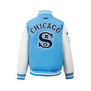 Pro Standard Big Boys' MLB Chicago White Sox Retro Classic Rib Wool Varsity Jacket -Blue