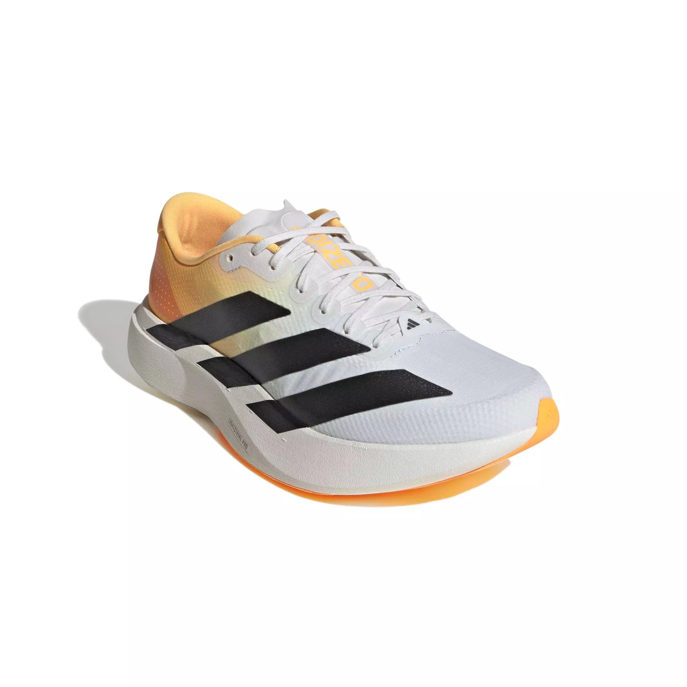 adidas Adizero EVO SL "Crystal White/Lucid Tangerine/Iron Metallic" Men's Running Shoe - WHITE/TANGERINE/IRON