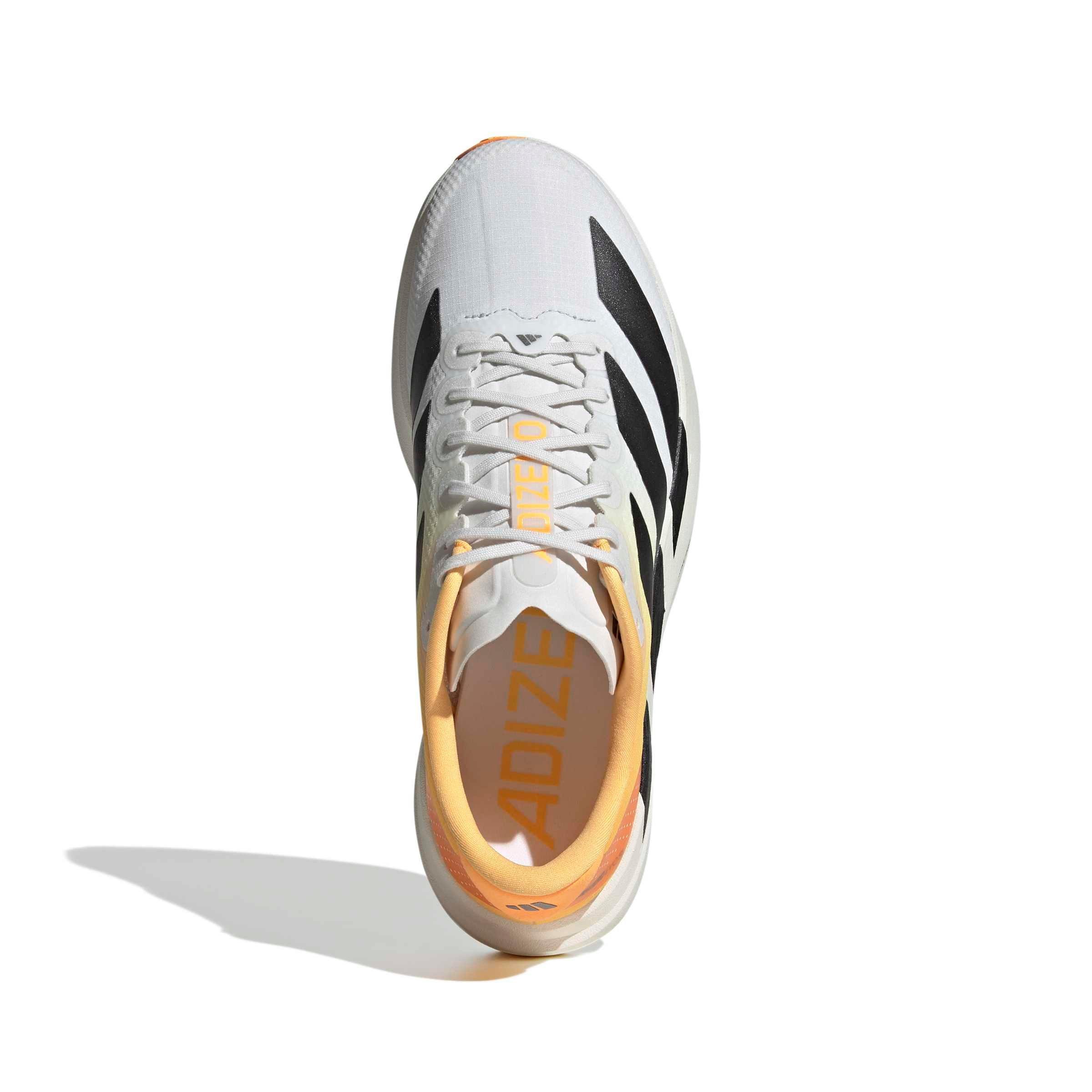 adidas Adizero EVO SL "Crystal White/Lucid Tangerine/Iron Metallic" Men's Running Shoe - WHITE/TANGERINE/IRON