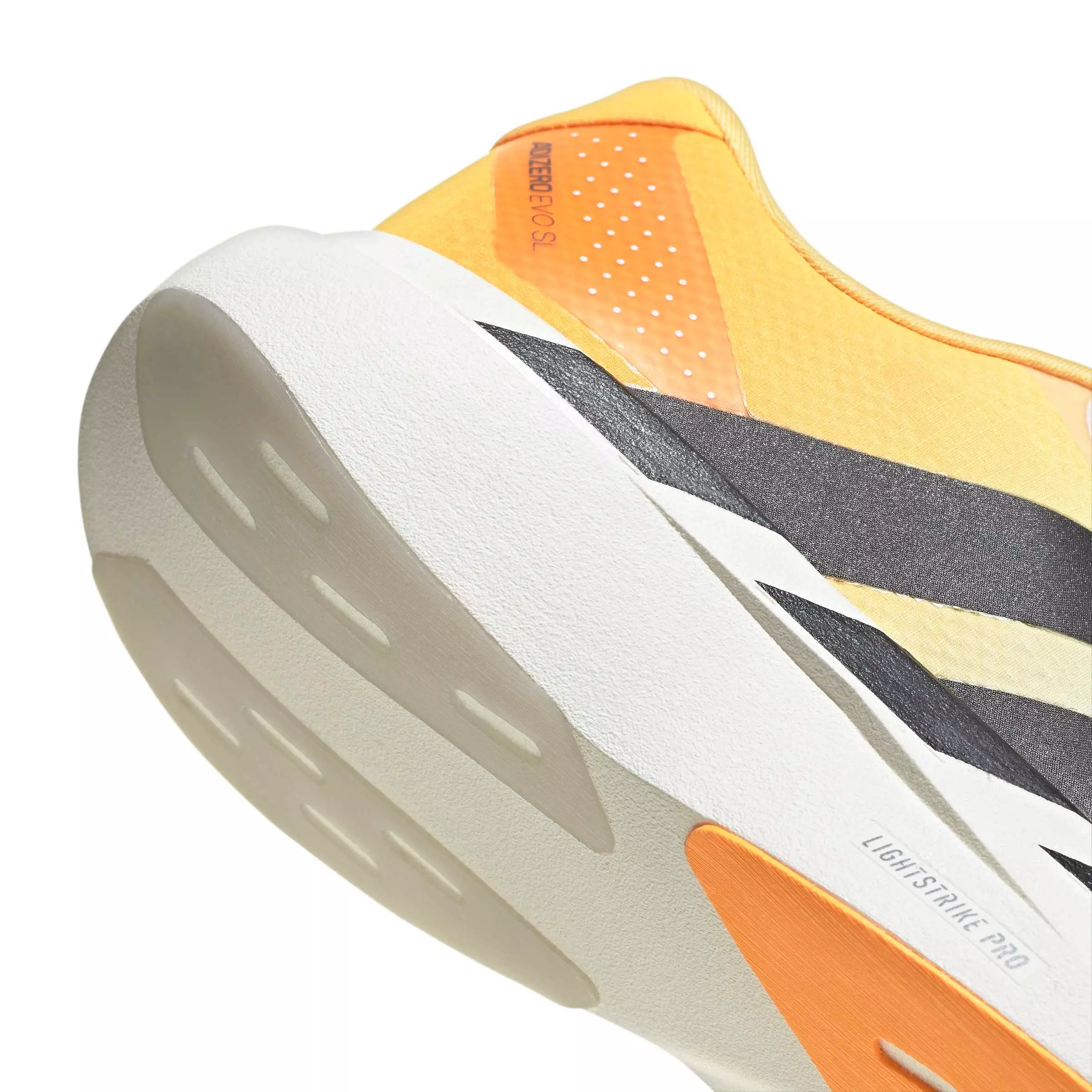 adidas Adizero EVO SL "Crystal White/Lucid Tangerine/Iron Metallic" Men's Running Shoe - WHITE/TANGERINE/IRON