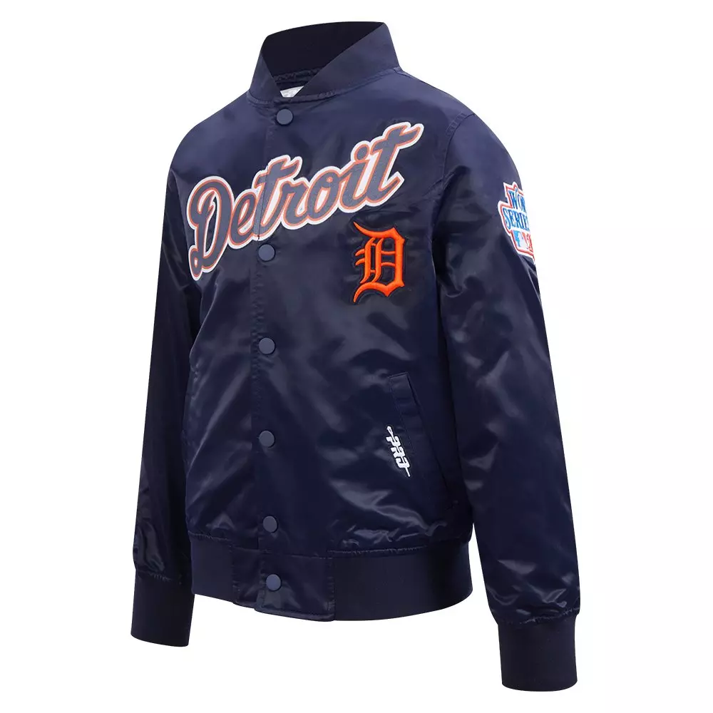 Pro Standard Big Boys' MLB Detroit Tigers Classic Satin Jacket -Navy - NAVY