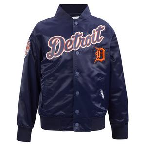 Pro Standard Big Boys' MLB Detroit Tigers Classic Satin Jacket -Navy