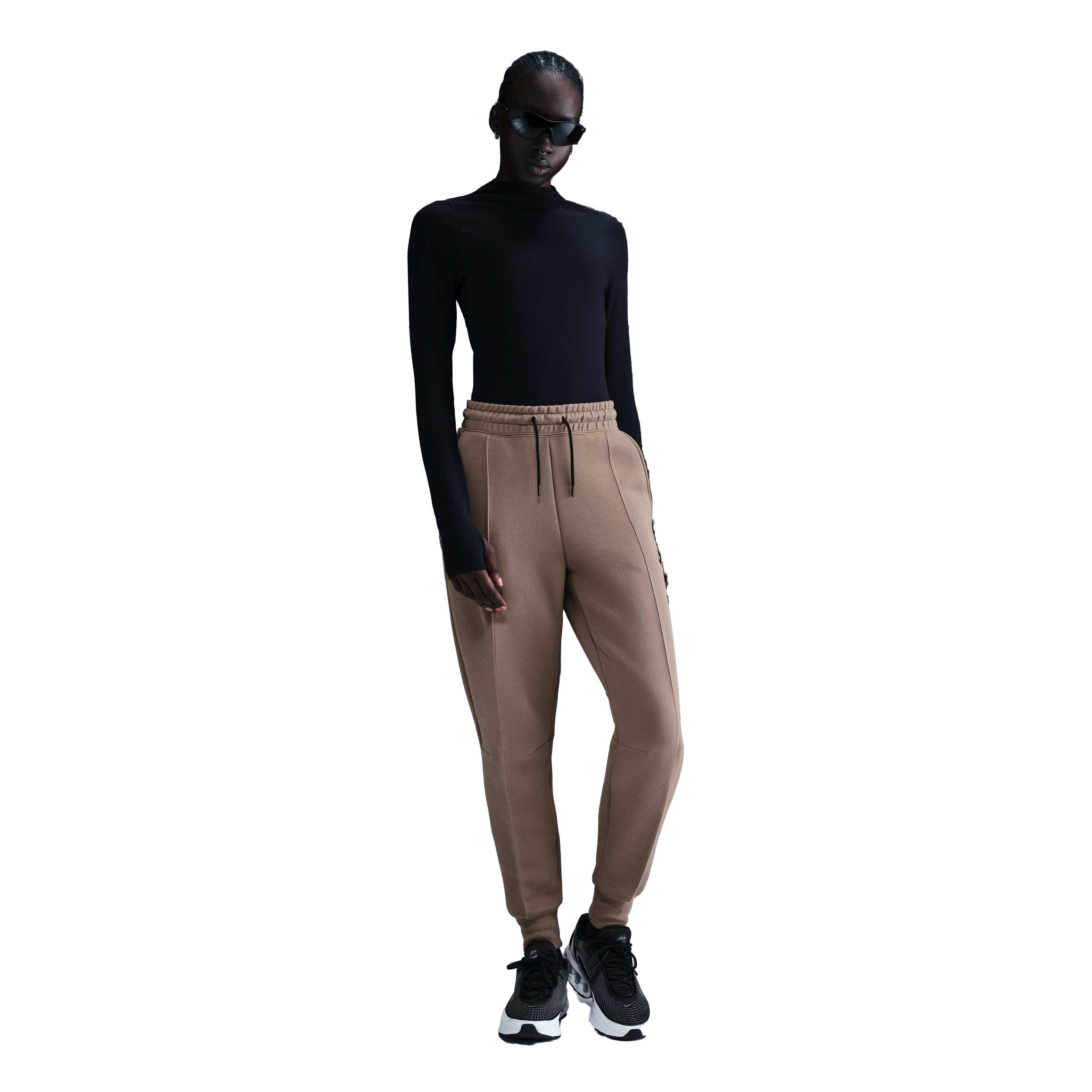 Nike Women's Sportswear Tech Fleece Mid-Rise Joggers - Brown - BROWN Thumbnail View 3