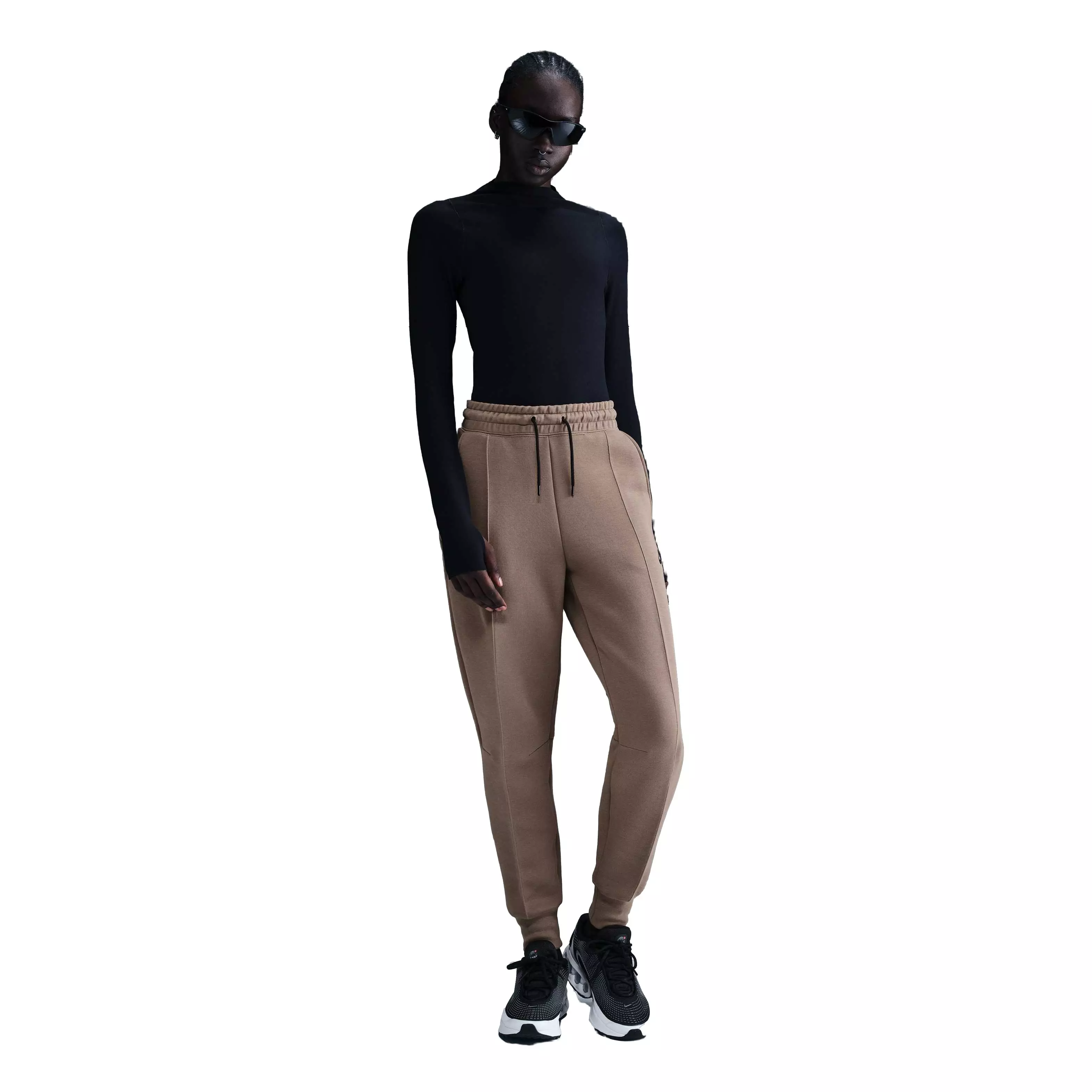 Nike Women's Sportswear Tech Fleece Mid-Rise Joggers - Brown - BROWN