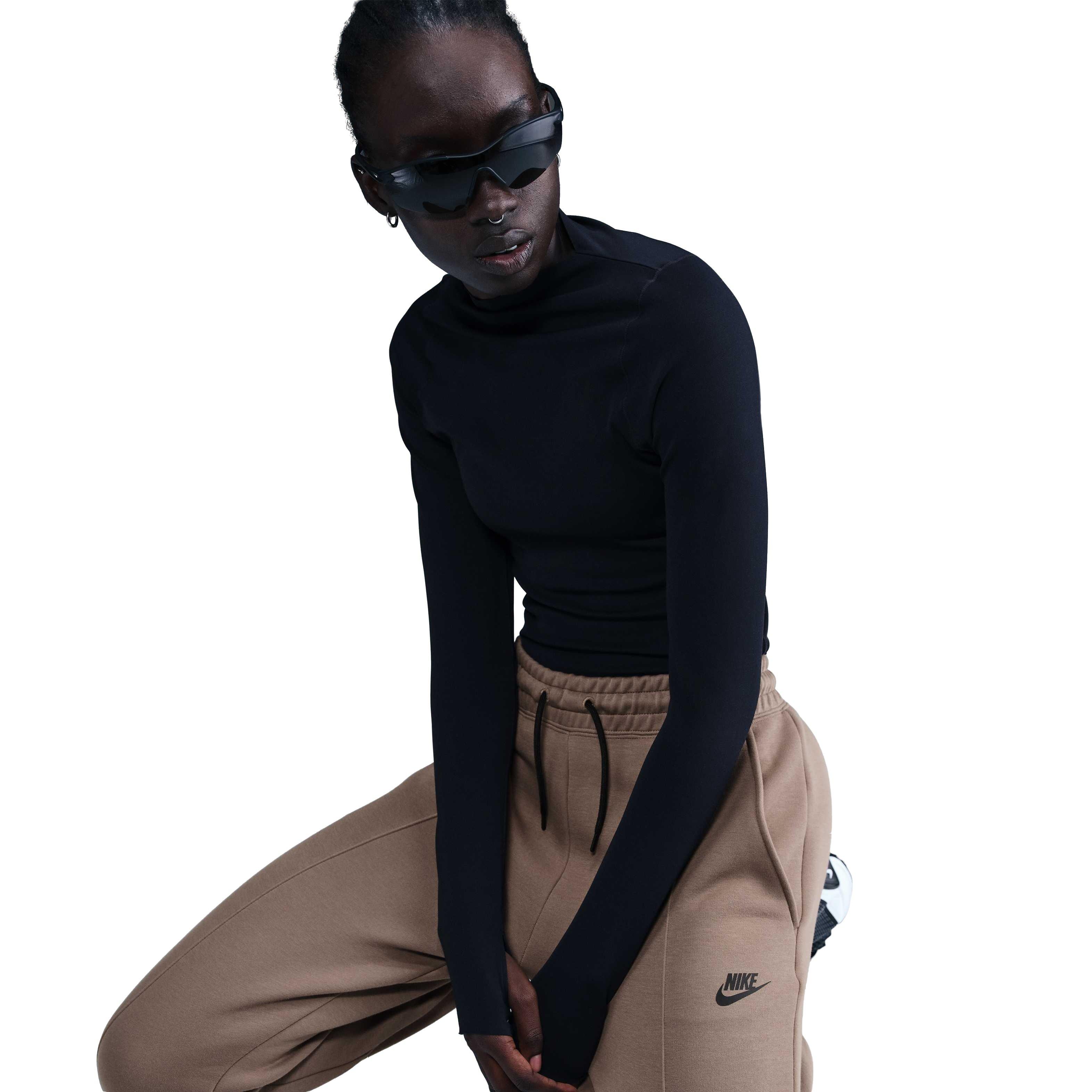 Nike Women's Sportswear Tech Fleece Mid-Rise Joggers - Brown - BROWN Thumbnail View 5