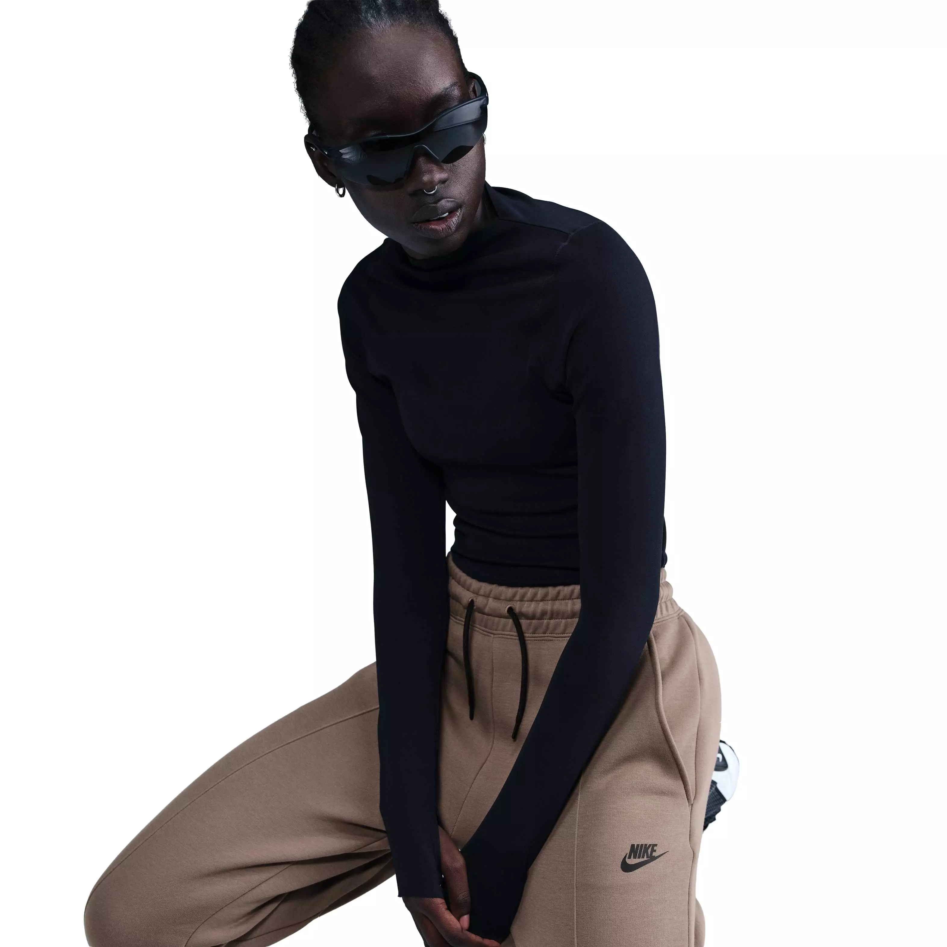 Nike Women's Sportswear Tech Fleece Mid-Rise Joggers - Brown - BROWN