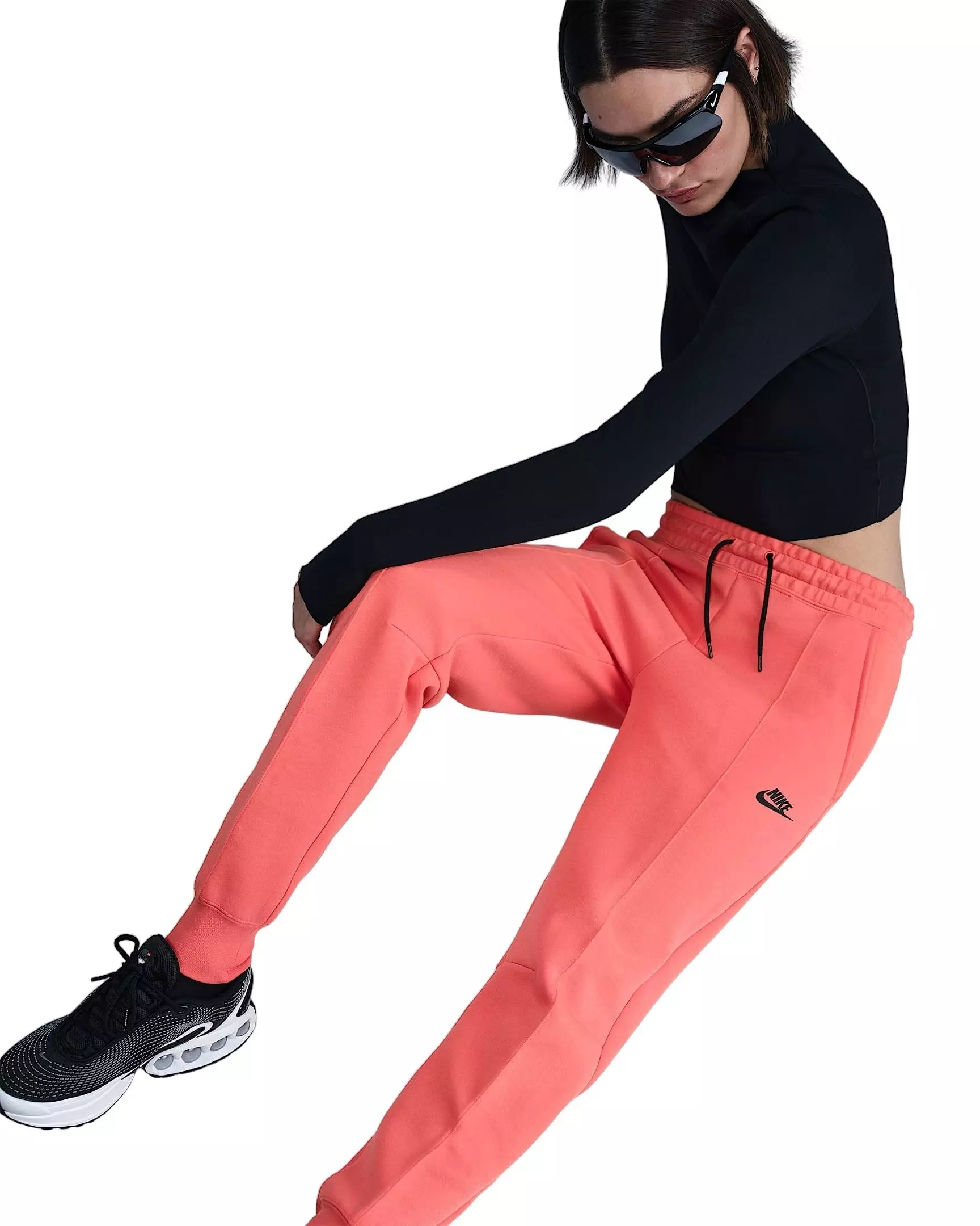Nike Women's Sportswear Tech Fleece Mid-Rise Joggers - Orange - ORANGE
