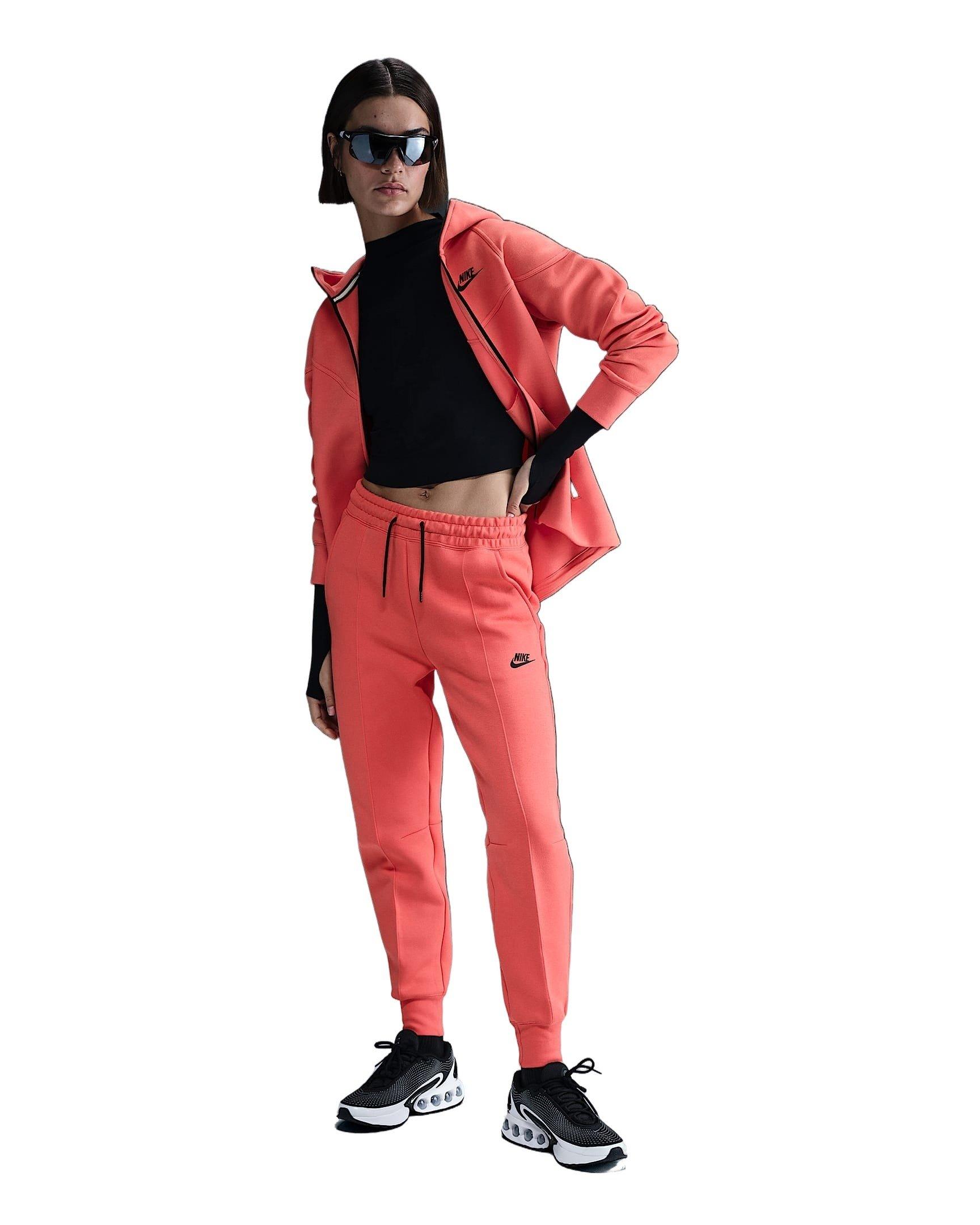 Nike Women's Sportswear Tech Fleece Mid-Rise Joggers - Orange - ORANGE Thumbnail View 4