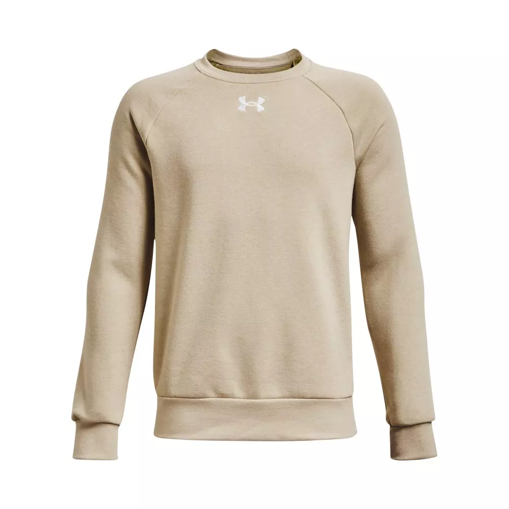 Under Armour Big Boys' Rival Fleece Crewneck - Beige - BEIGE