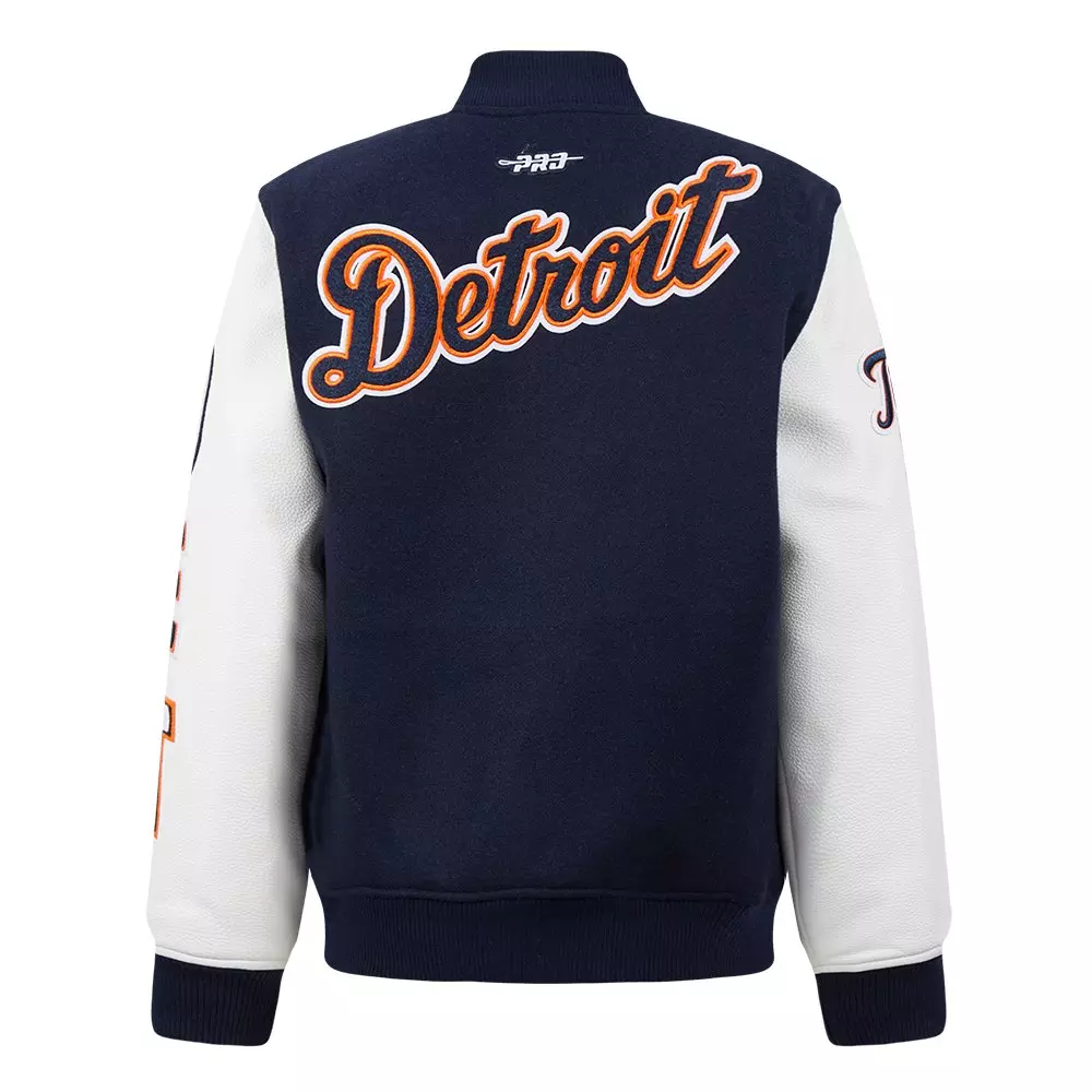 Pro Standard Big Boys' MLB Detroit Tigers Classic Wool Varsity Jacket -Navy - NAVY