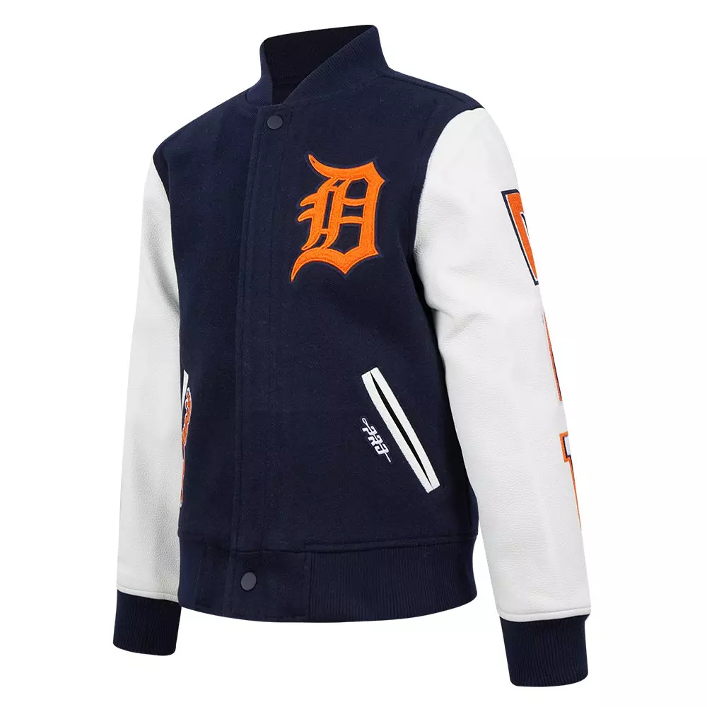 Pro Standard Big Boys' MLB Detroit Tigers Classic Wool Varsity Jacket - Navy - NAVY