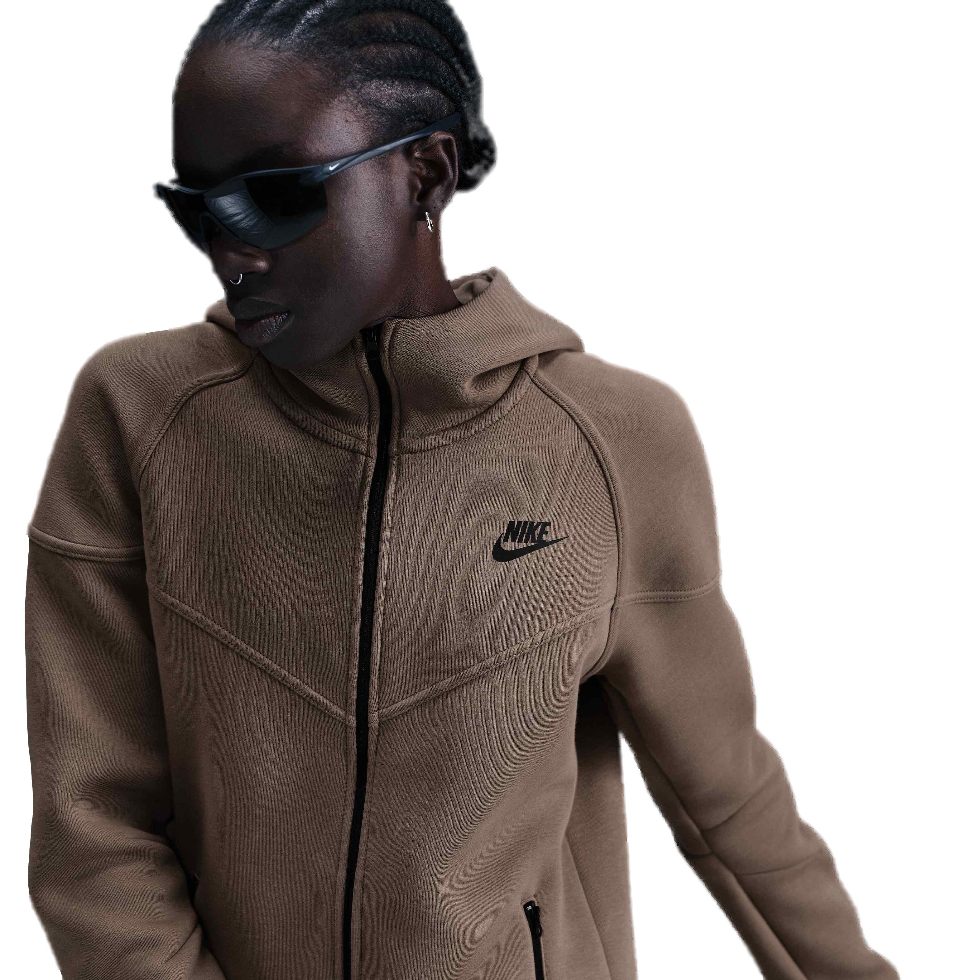 Nike Women's Sportswear Tech Fleece Windrunner Full-Zip Hooded Jacket - Brown - BROWN Thumbnail View 1