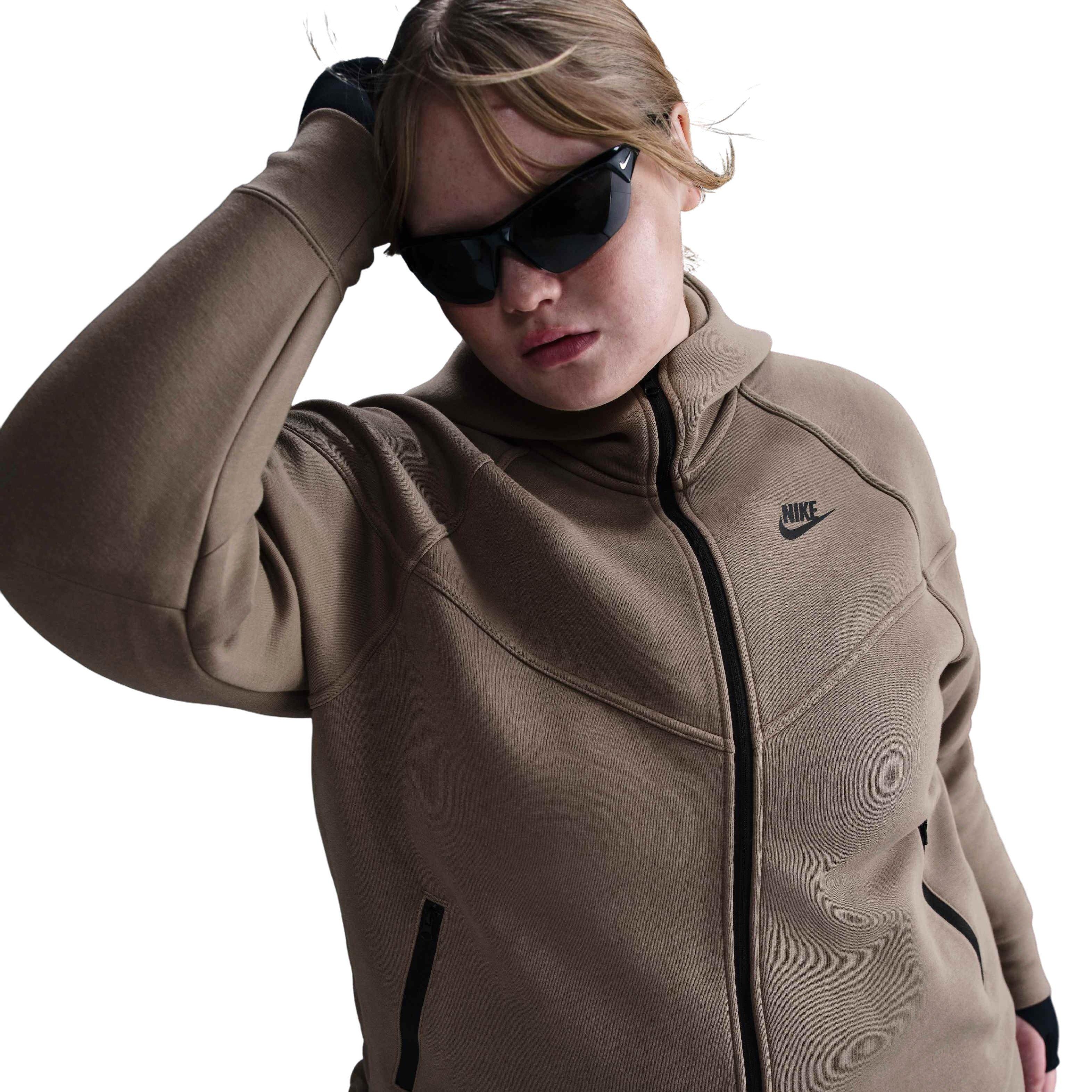 Nike Women's Sportswear Tech Fleece Full-Zip Windrunner Hooded Jacket - Brown - BROWN Thumbnail View 1