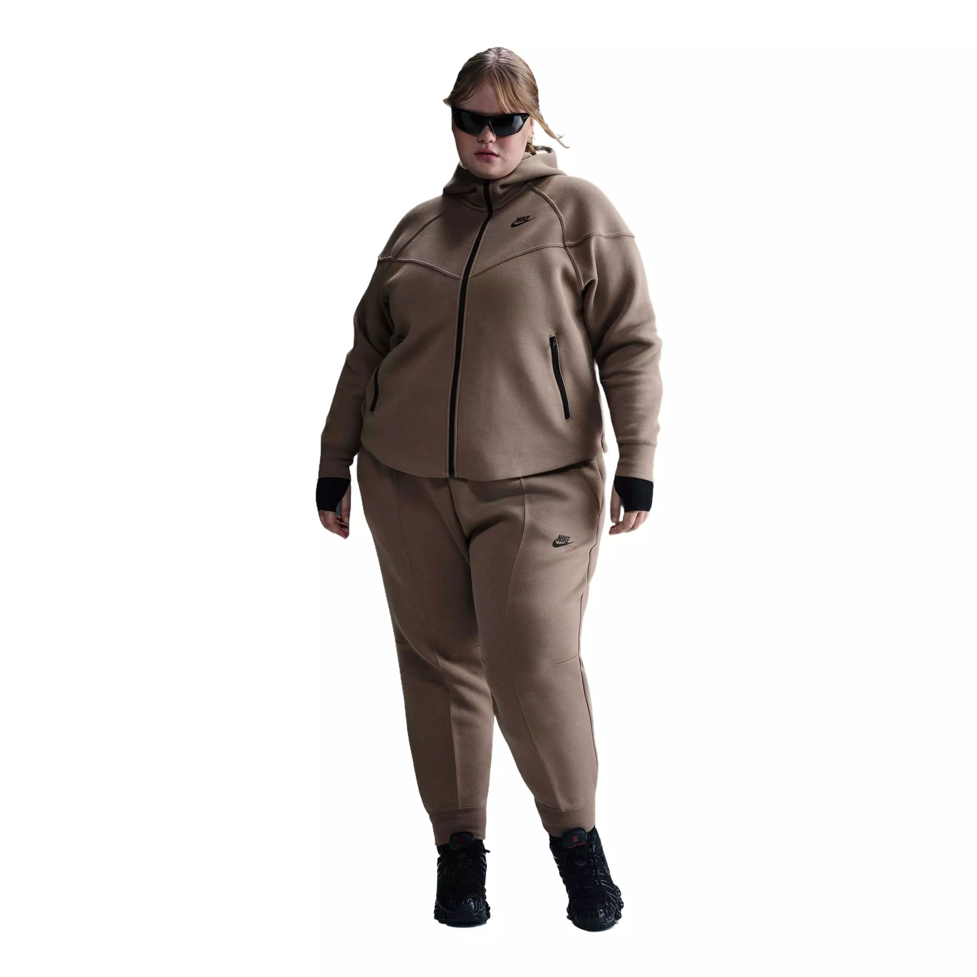 Nike Women's Sportswear Tech Fleece Full-Zip Windrunner Hooded Jacket - Brown - BROWN