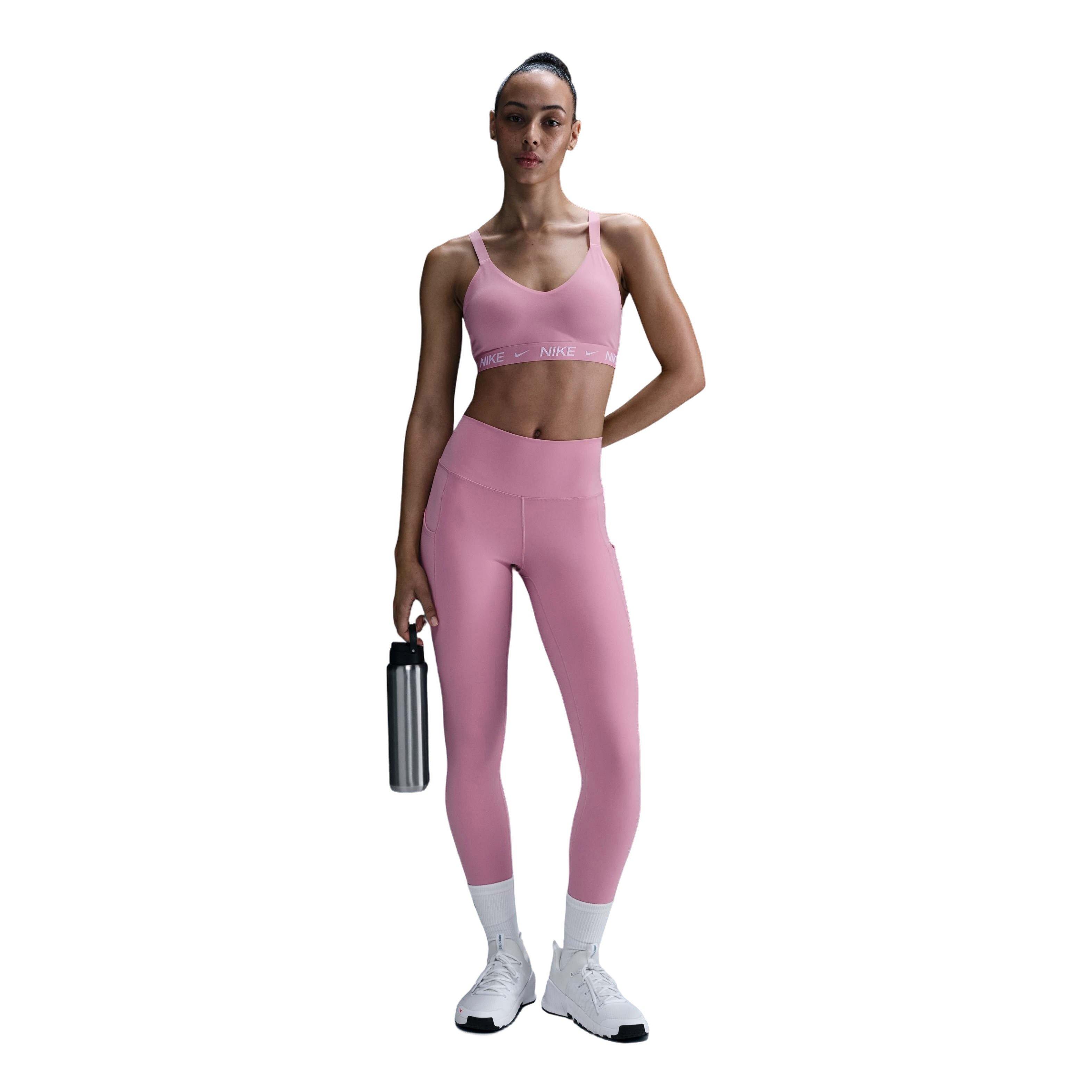 Nike Women's Dri-FIT Indy ​Med​ Padded Adjustable Sports Bra -Pink - PINK Thumbnail View 4