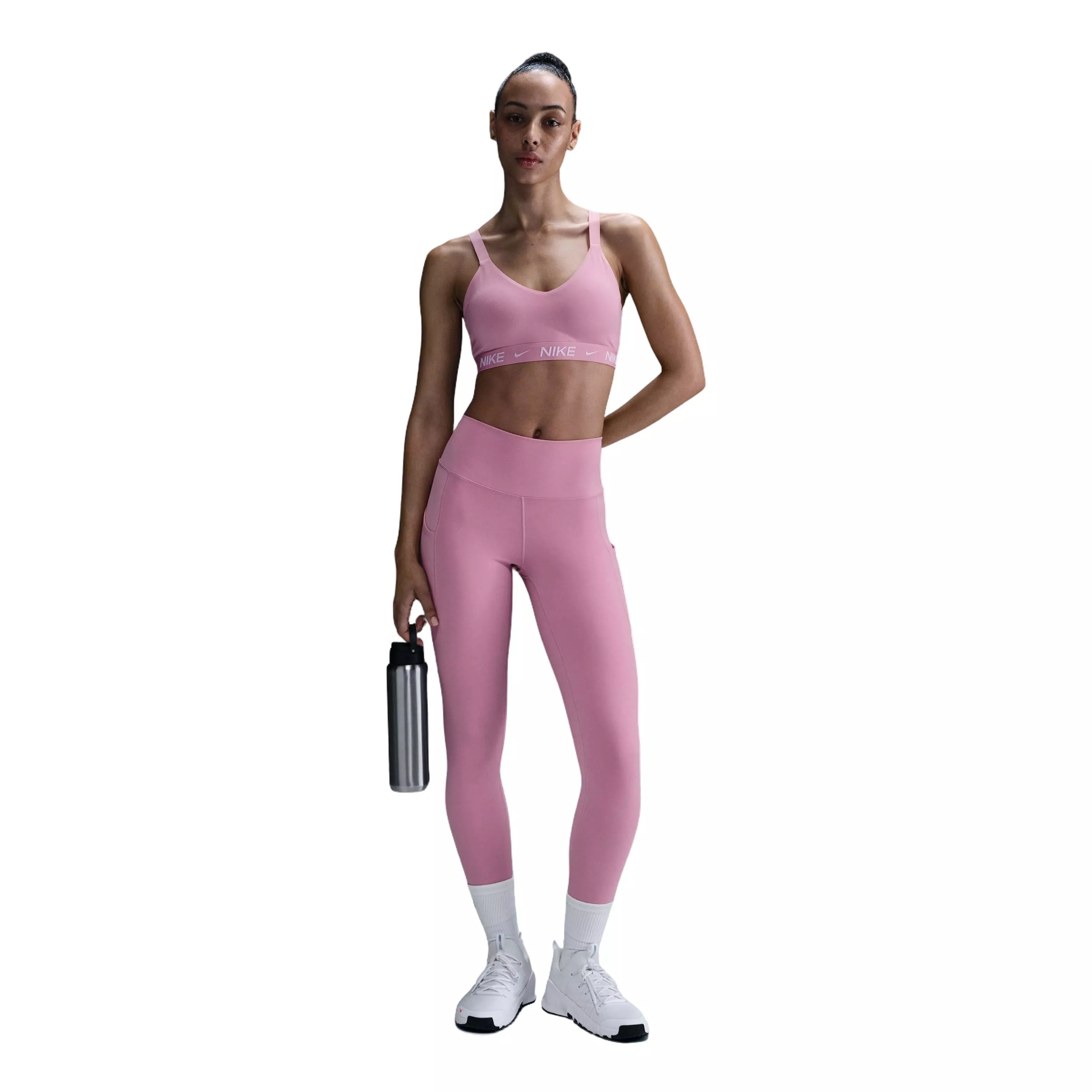 Nike Women's Dri-FIT Indy ​Med​ Padded Adjustable Sports Bra -Pink - PINK
