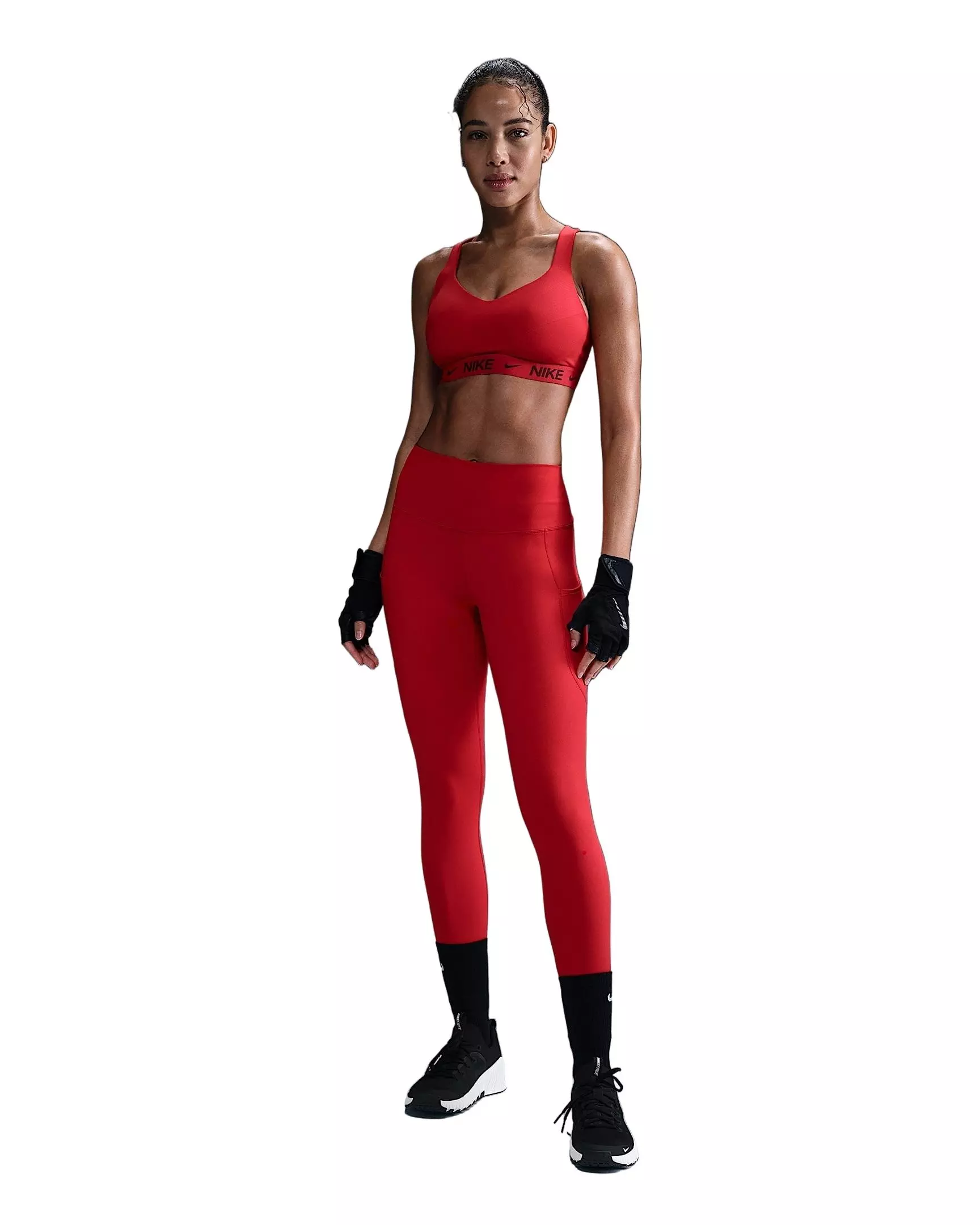 Nike Women's Indy High Support Padded Adjustable Sports Bra - Red - RED