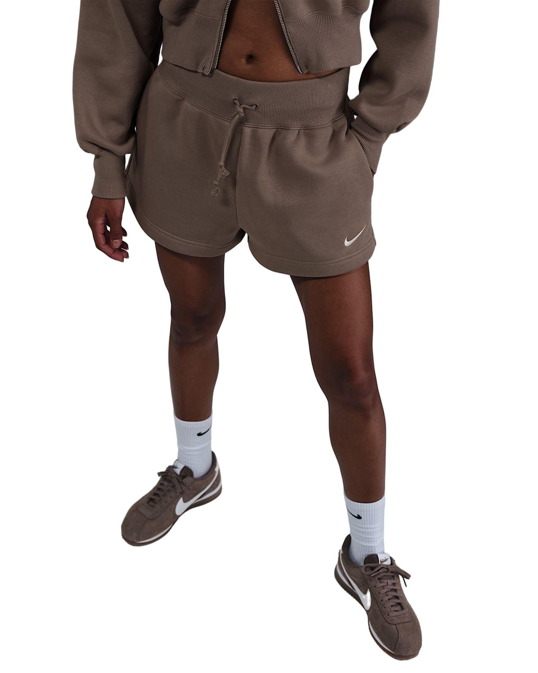 Nike Women's Sportswear Phoenix Fleece High-Waisted Loose Shorts - Brown - BROWN Thumbnail View 1