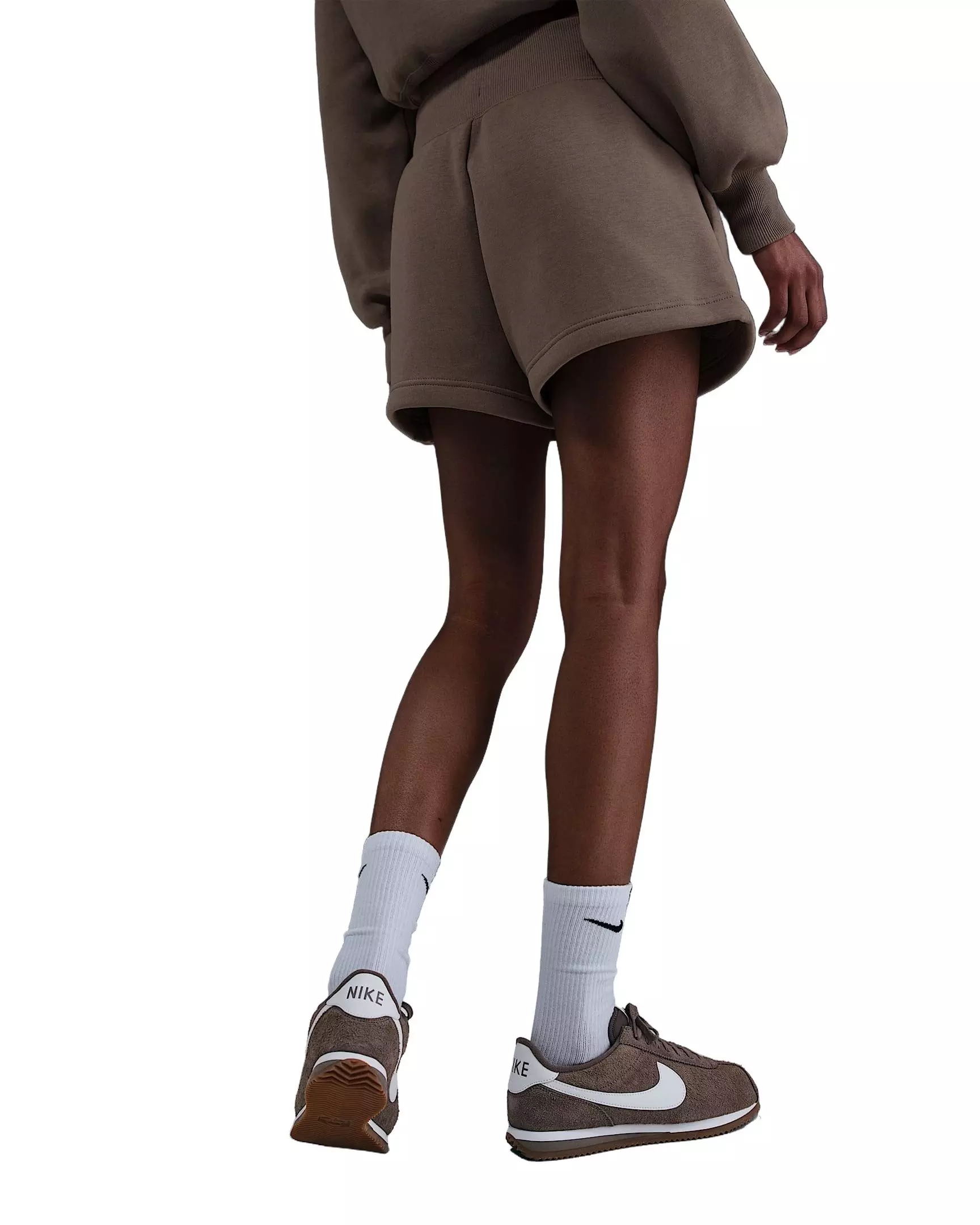 Nike Women's Sportswear Phoenix Fleece High-Waisted Loose Shorts - Brown - BROWN
