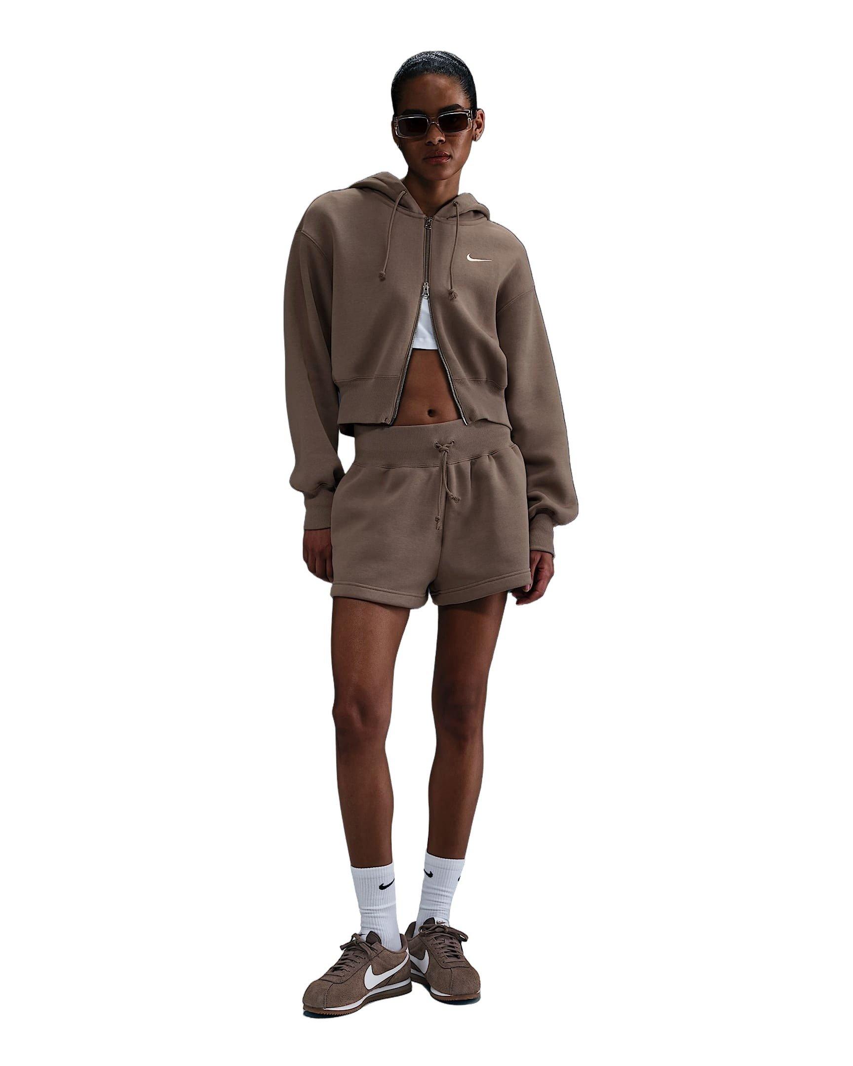 Nike Women's Sportswear Phoenix Fleece High-Waisted Loose Shorts - Brown - BROWN Thumbnail View 4