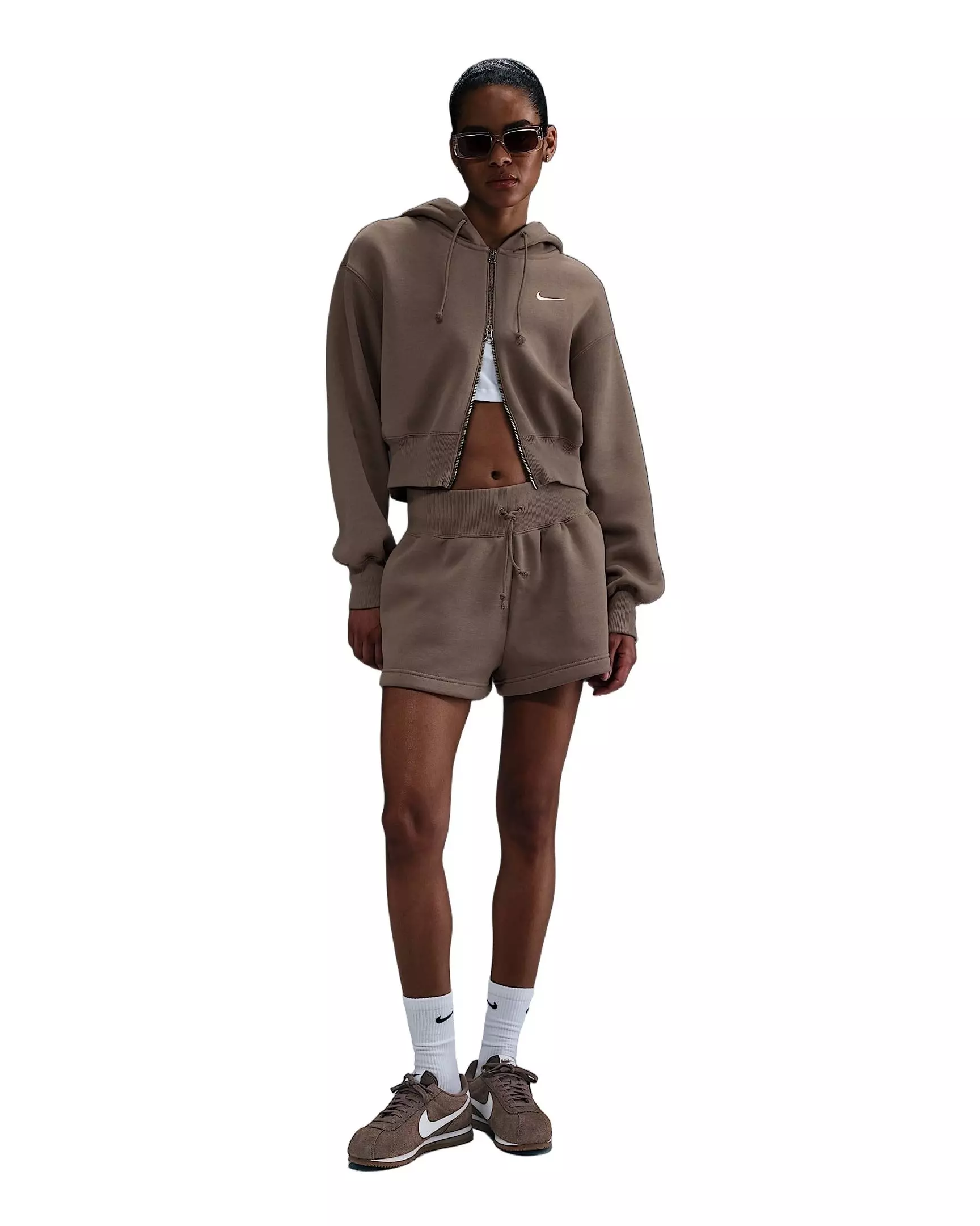 Nike Women's Sportswear Phoenix Fleece High-Waisted Loose Shorts - Brown - BROWN