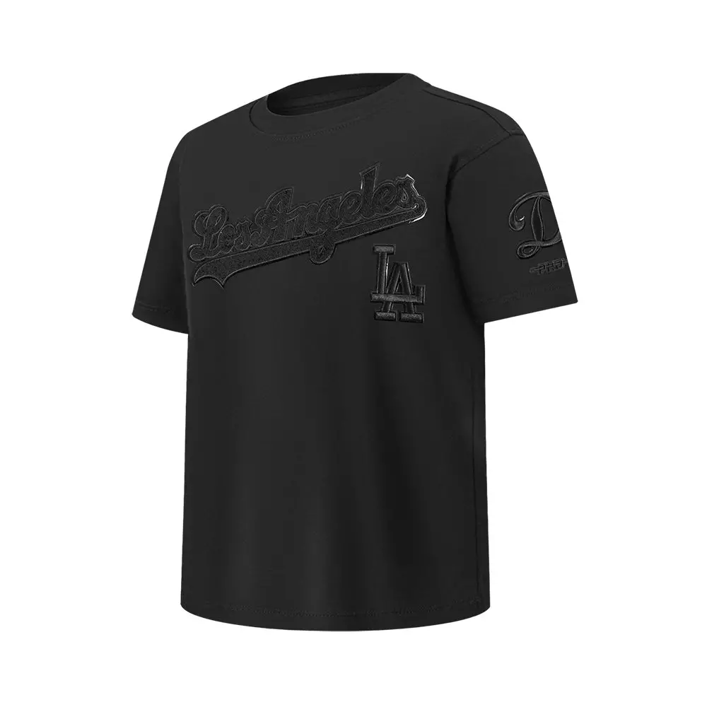 Pro Standard Big Boys' MLB LA Dodgers Triple Black Short Sleeve Top - BLACK