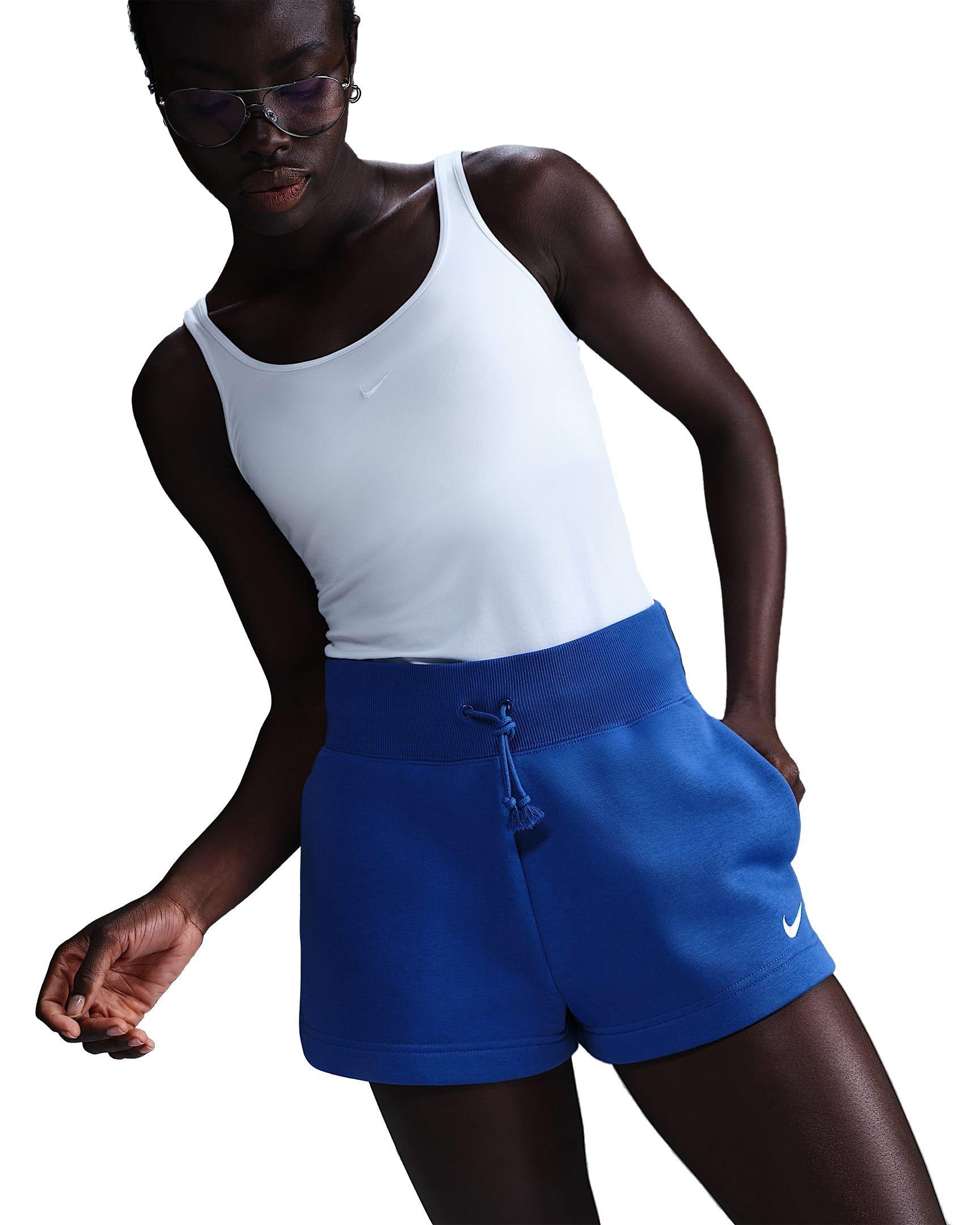 Nike Women's Sportswear Phoenix Fleece High-Waisted Loose Shorts - Blue - BLUE Thumbnail View 1