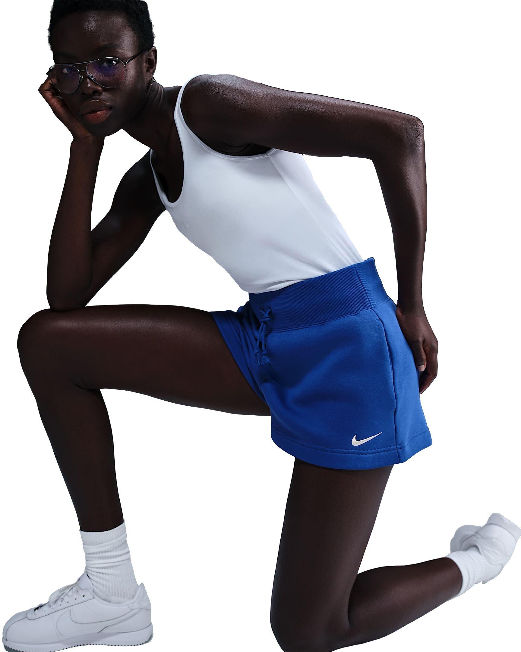 Nike Women's Sportswear Phoenix Fleece High-Waisted Loose Shorts - Blue - BLUE Thumbnail View 5