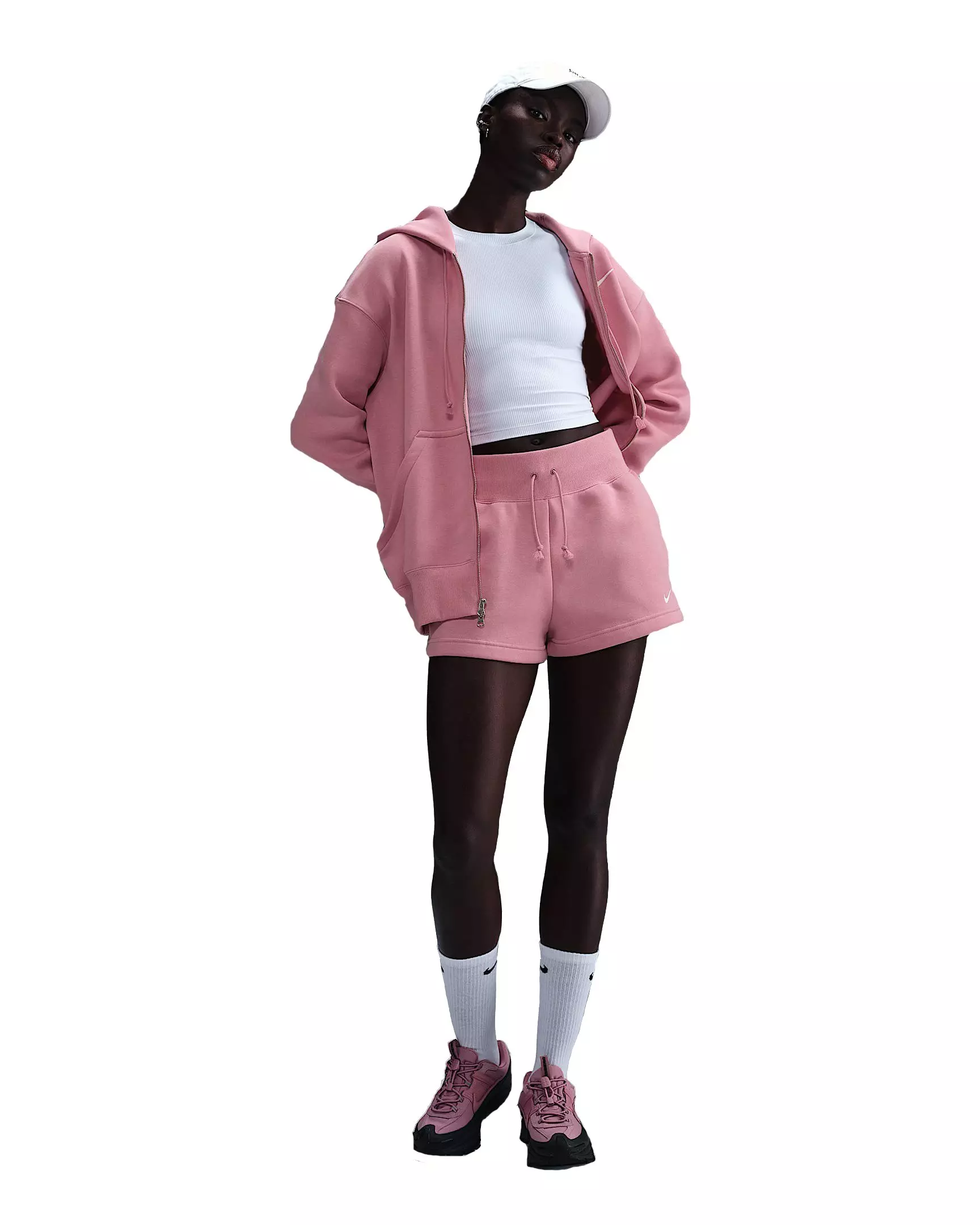 Nike Women's Sportswear Phoenix Fleece High-Waisted Loose Shorts - Pink - PINK