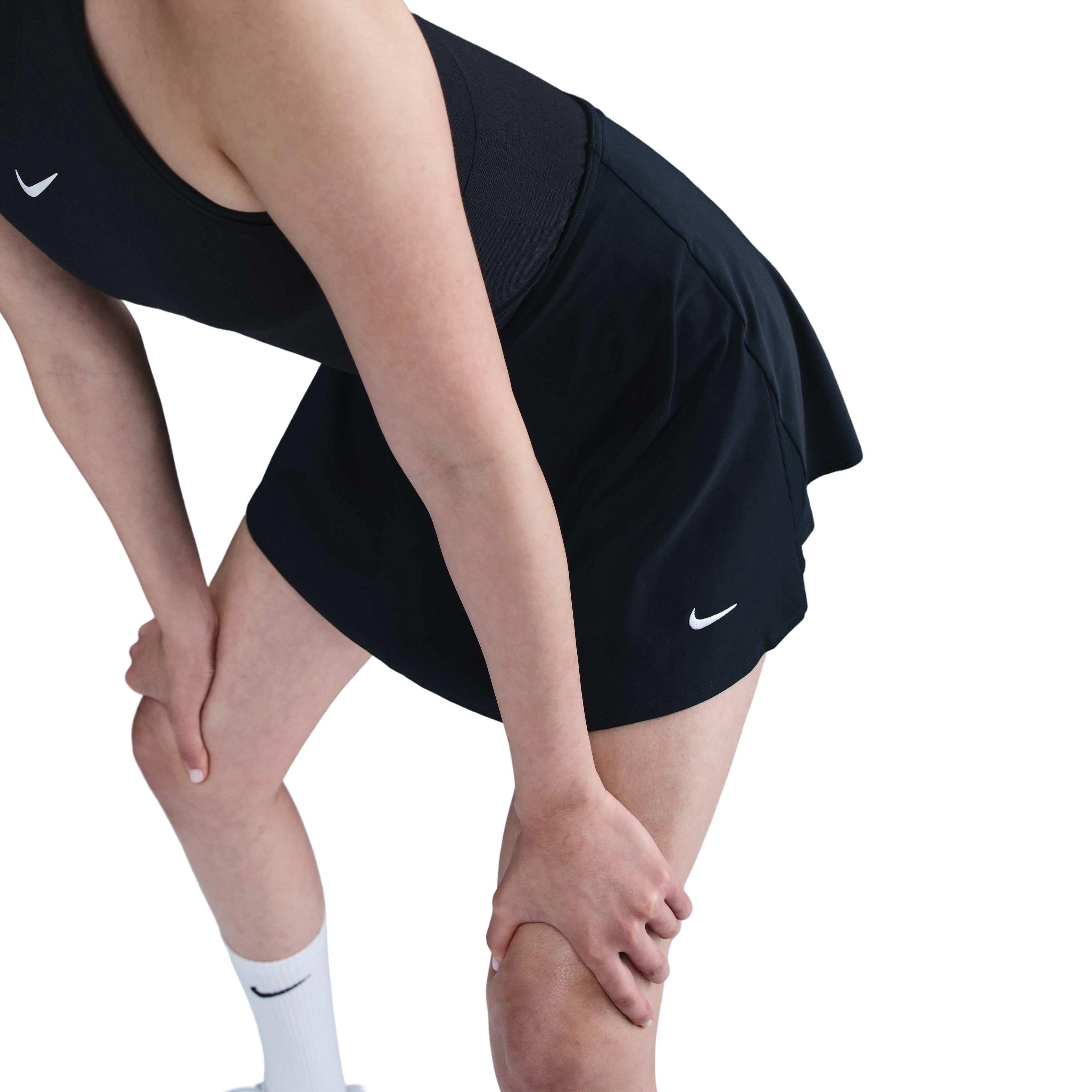 Nike Women's Dri-FIT Victory Mid-Rise Short Flouncy Tennis Skirt -Black - BLACK Thumbnail View 2