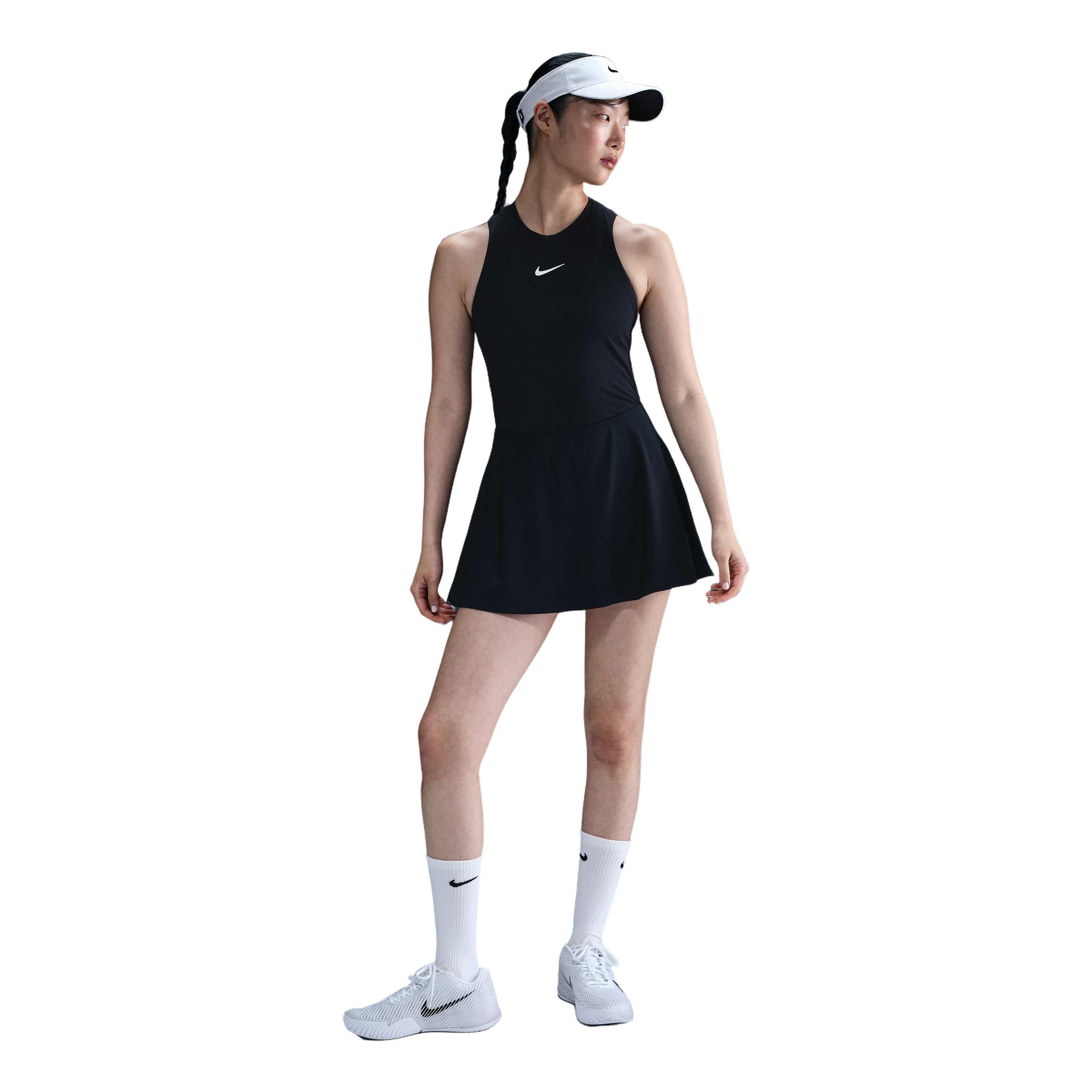 Nike Women's Dri-FIT Victory Mid-Rise Short Flouncy Tennis Skirt - Black - BLACK Thumbnail View 3