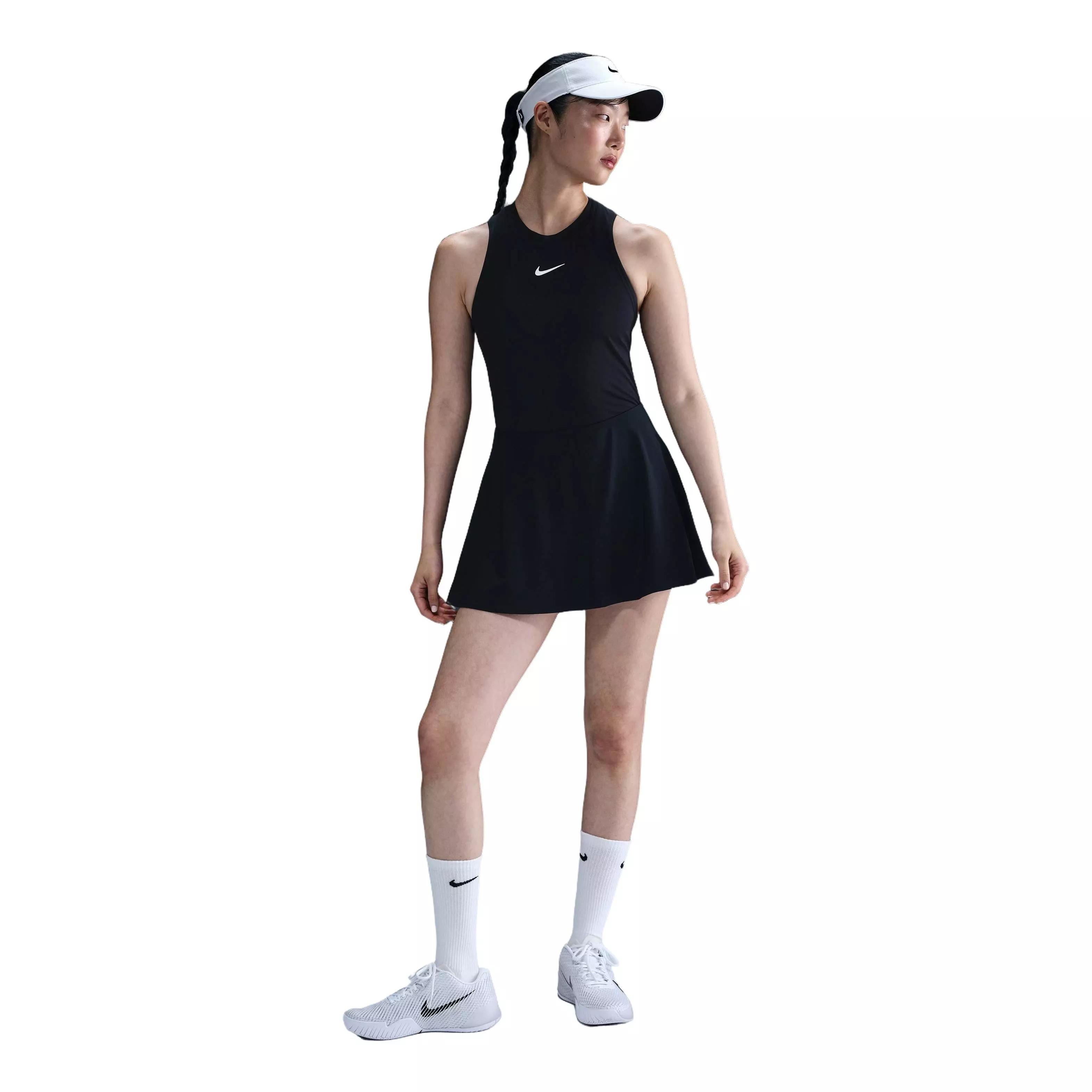 Nike Women's Dri-FIT Victory Mid-Rise Short Flouncy Tennis Skirt -Black - BLACK
