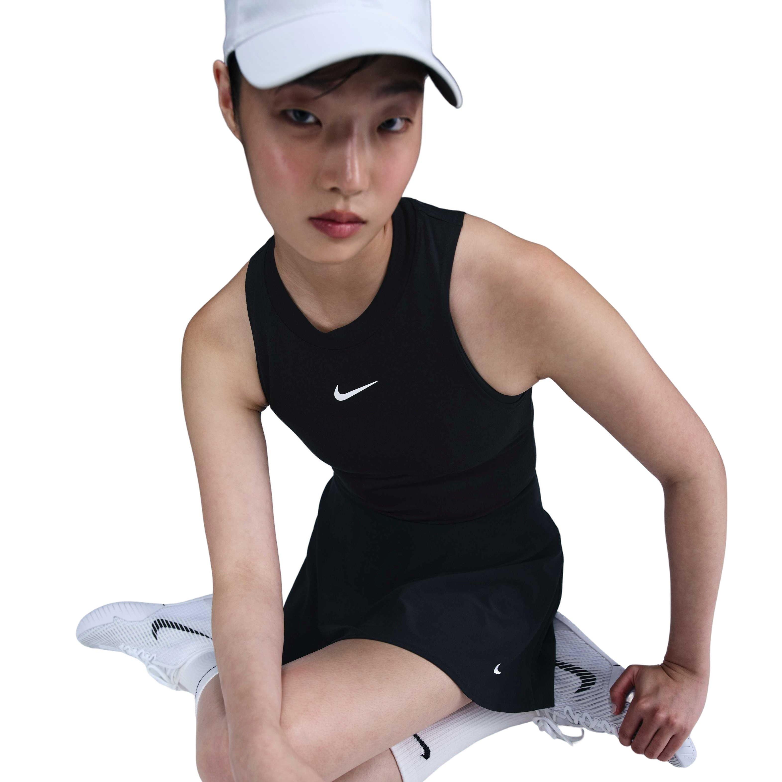 Nike Women's Dri-FIT Victory Mid-Rise Short Flouncy Tennis Skirt -Black - BLACK Thumbnail View 5