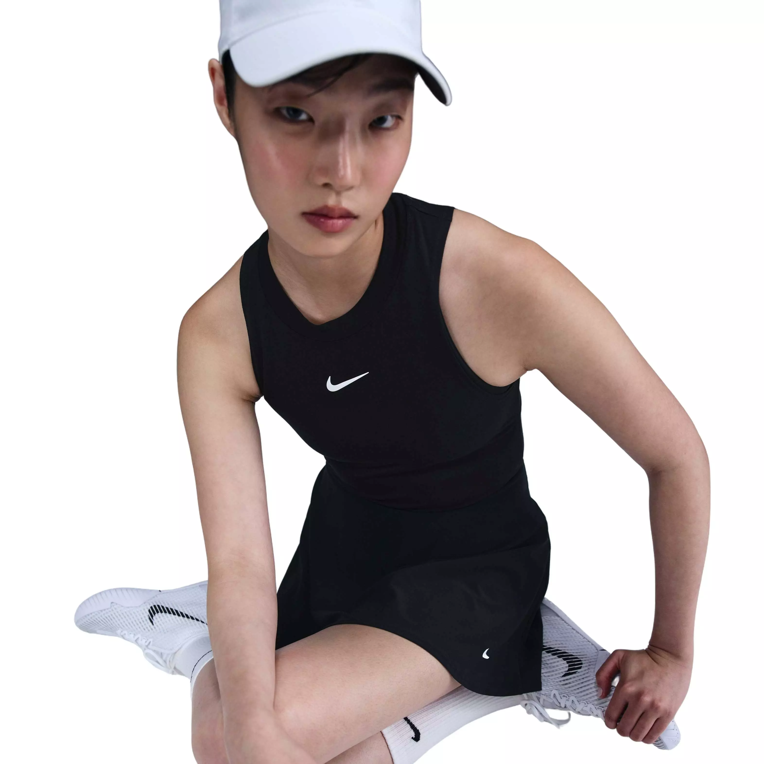 Nike Women's Dri-FIT Victory Mid-Rise Short Flouncy Tennis Skirt -Black - BLACK