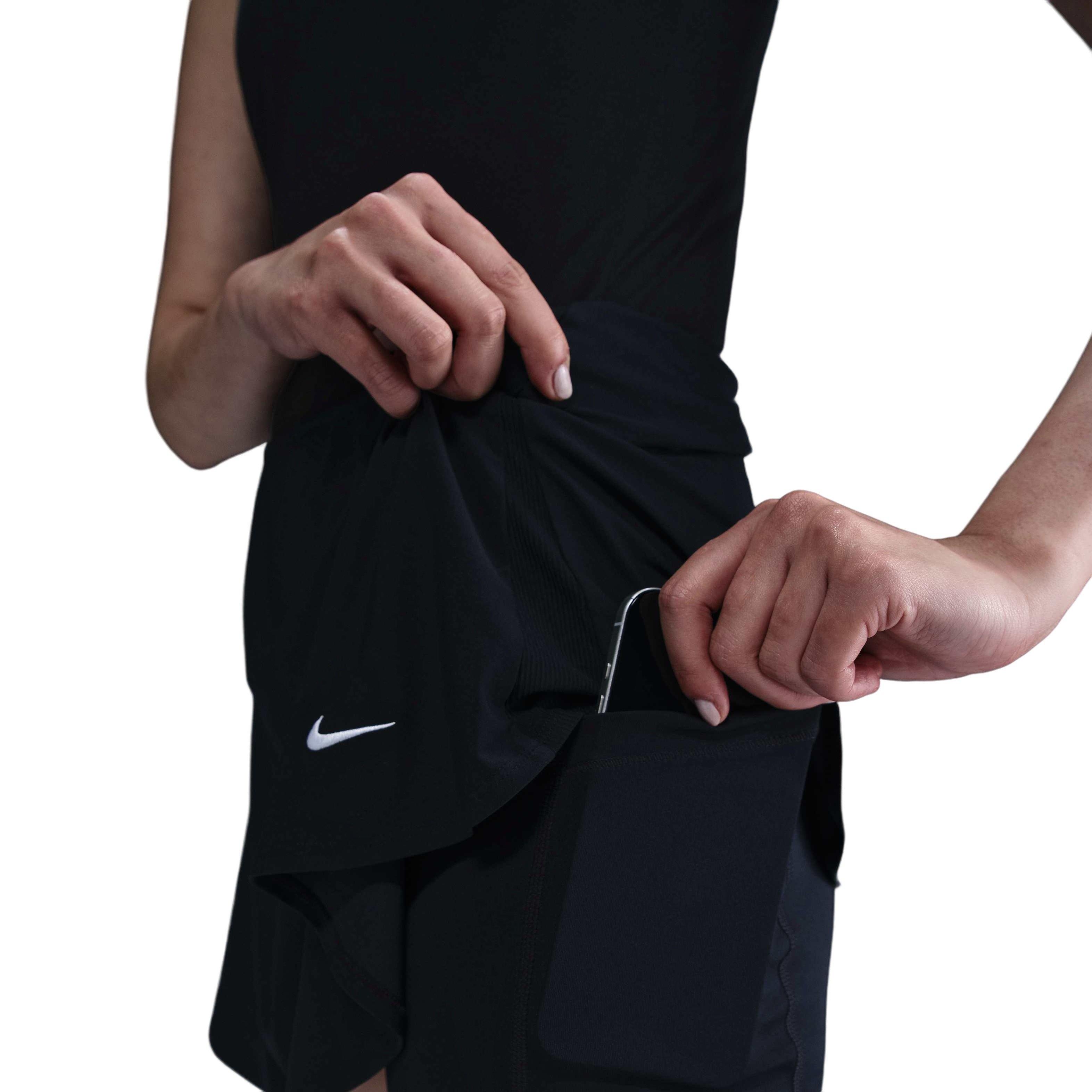 Nike Women's Dri-FIT Victory Mid-Rise Short Flouncy Tennis Skirt - Black - BLACK Thumbnail View 7