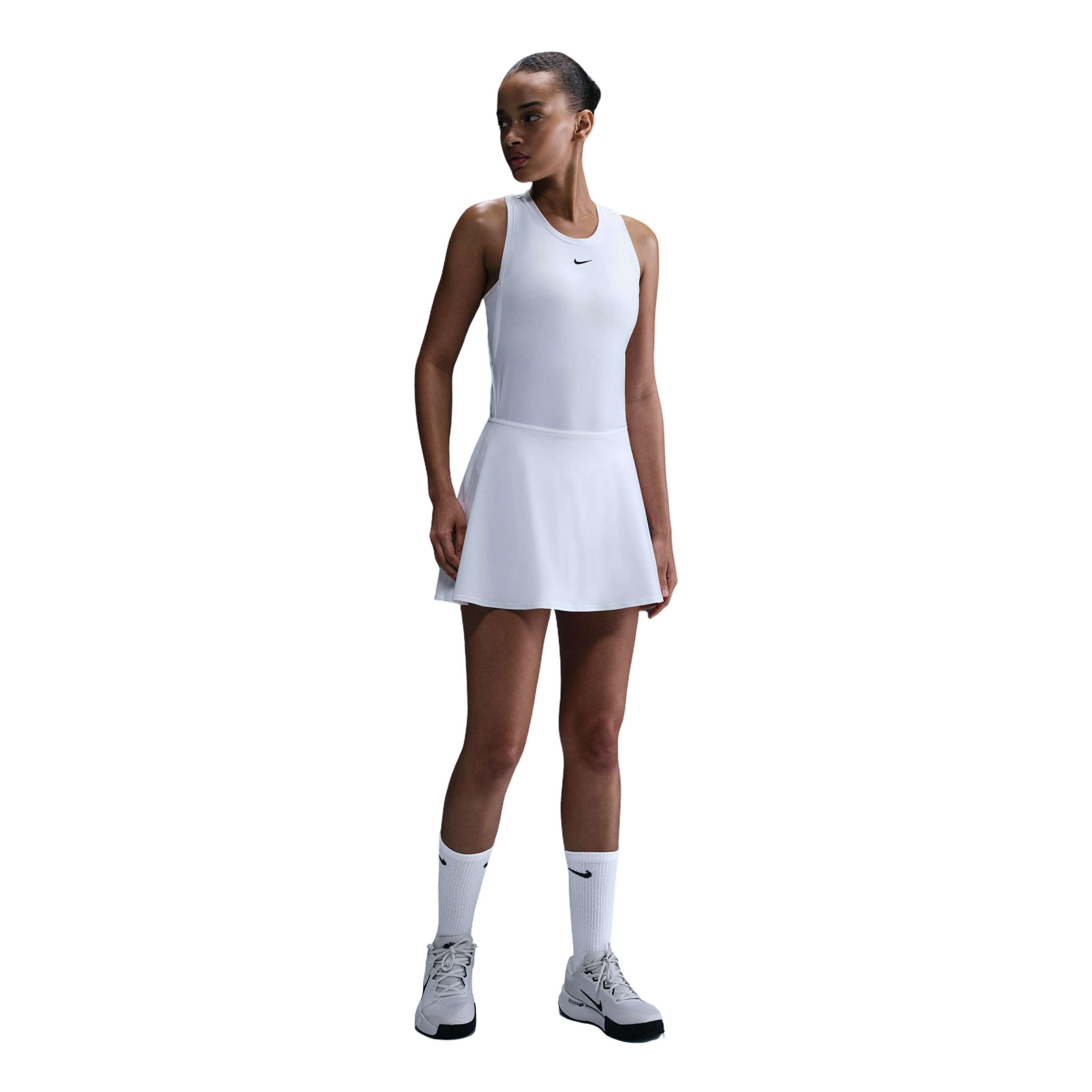 Nike Women's Dri-FIT Victory Mid-Rise Short Flouncy Tennis Skirt -White - WHITE Thumbnail View 3