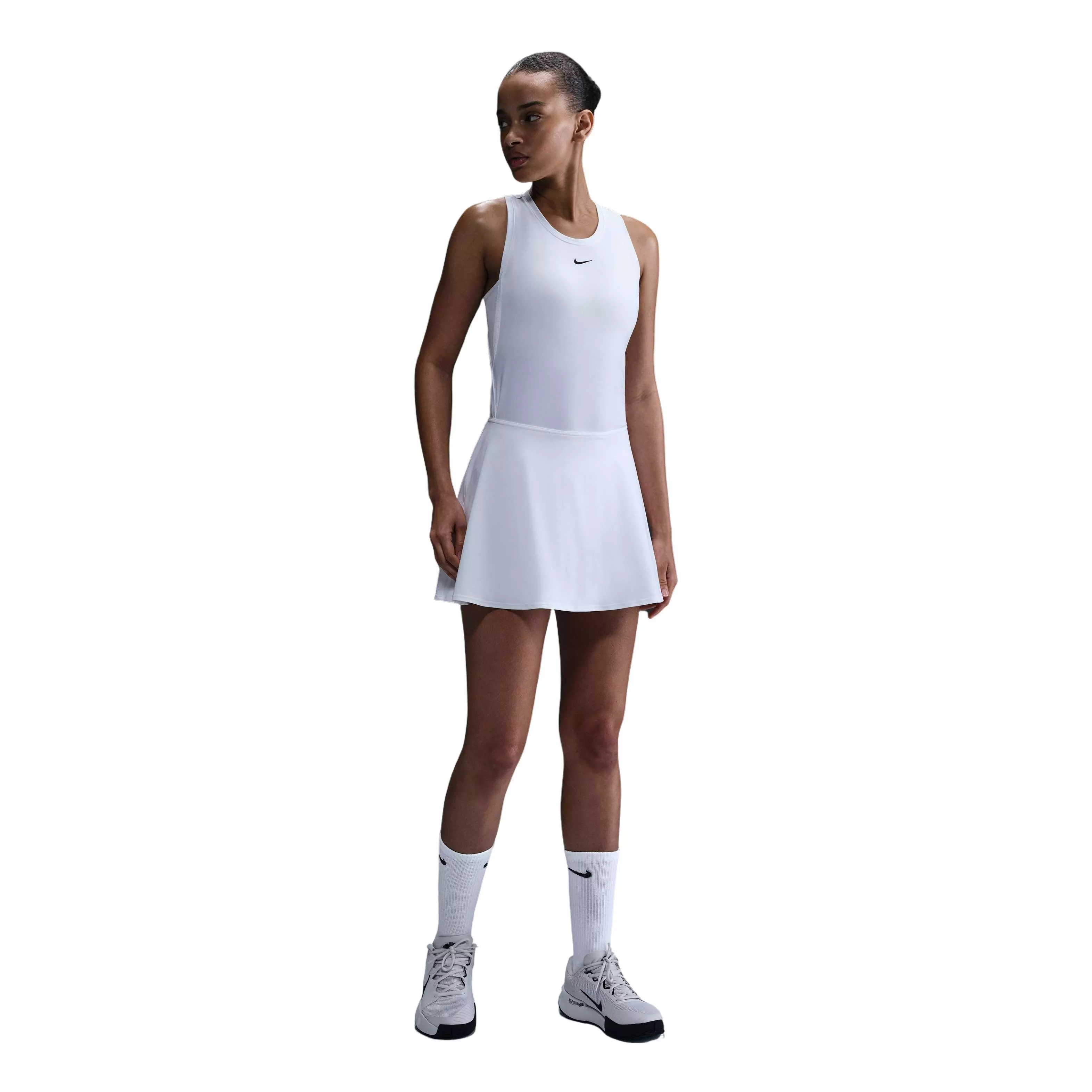 Nike Women's Dri-FIT Victory Mid-Rise Short Flouncy Tennis Skirt -White - WHITE