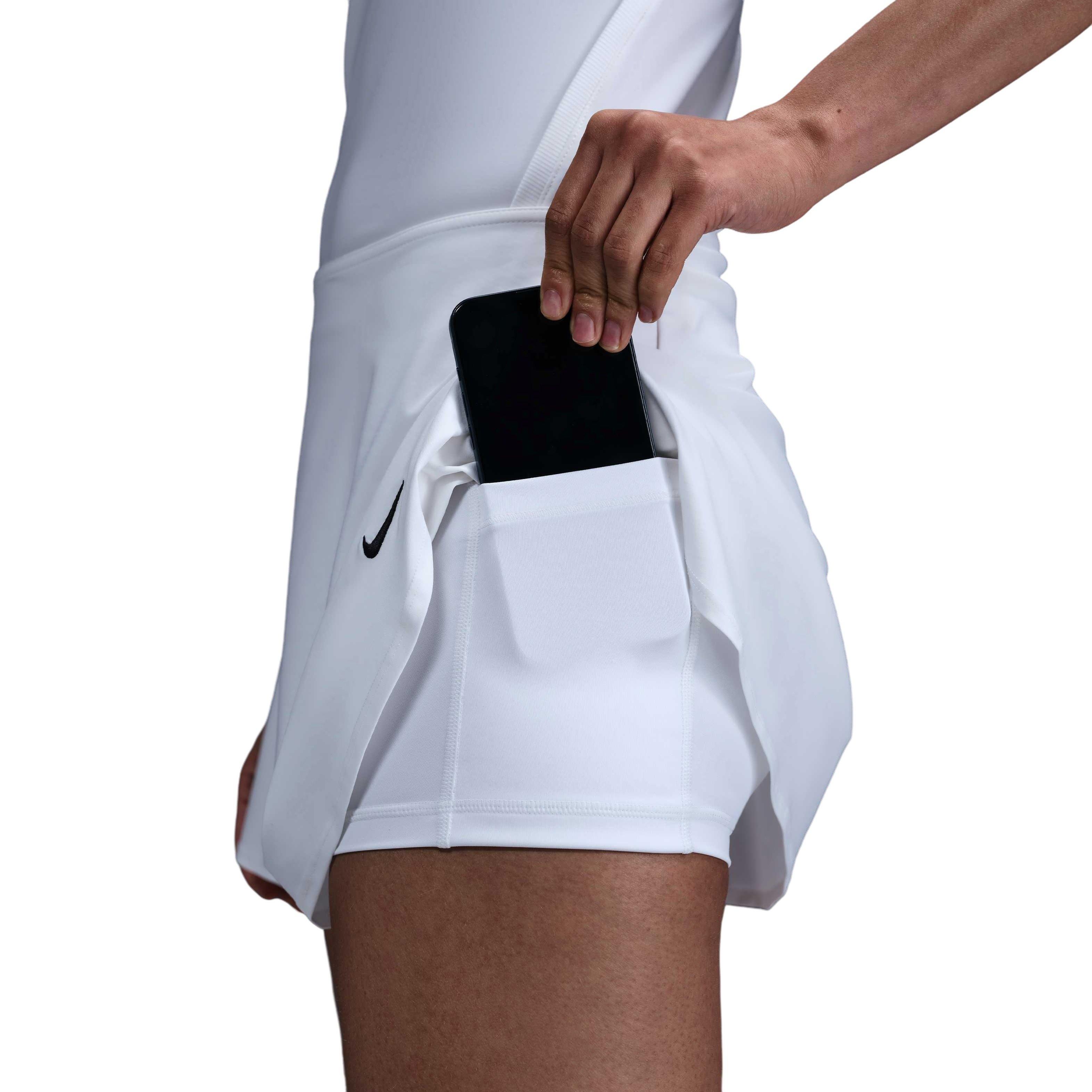 Nike Women's Dri-FIT Victory Mid-Rise Short Flouncy Tennis Skirt -White - WHITE Thumbnail View 7