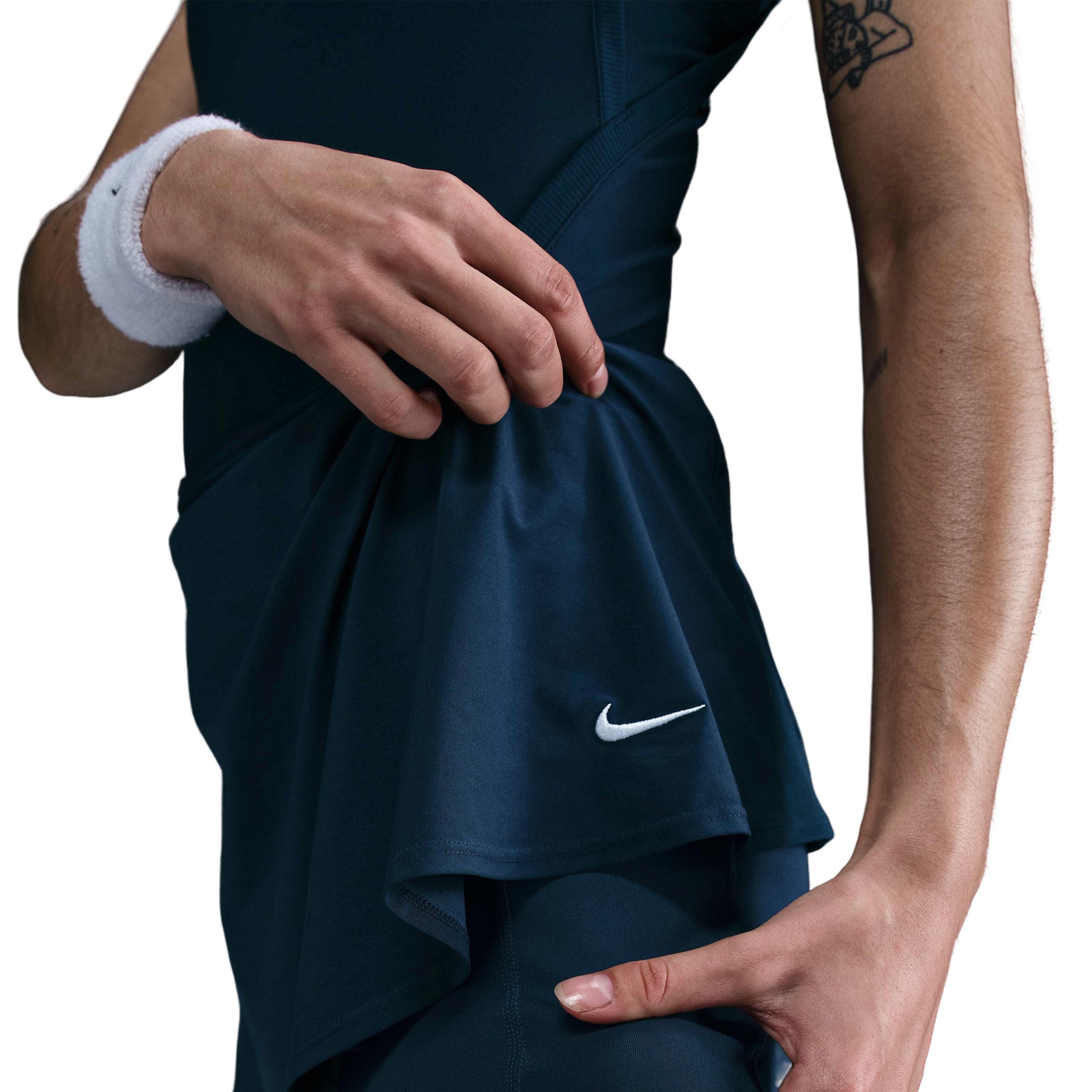 Nike Women's Dri-FIT Victory Mid-Rise Short Flouncy Tennis Skirt -Navy - NAVY Thumbnail View 6
