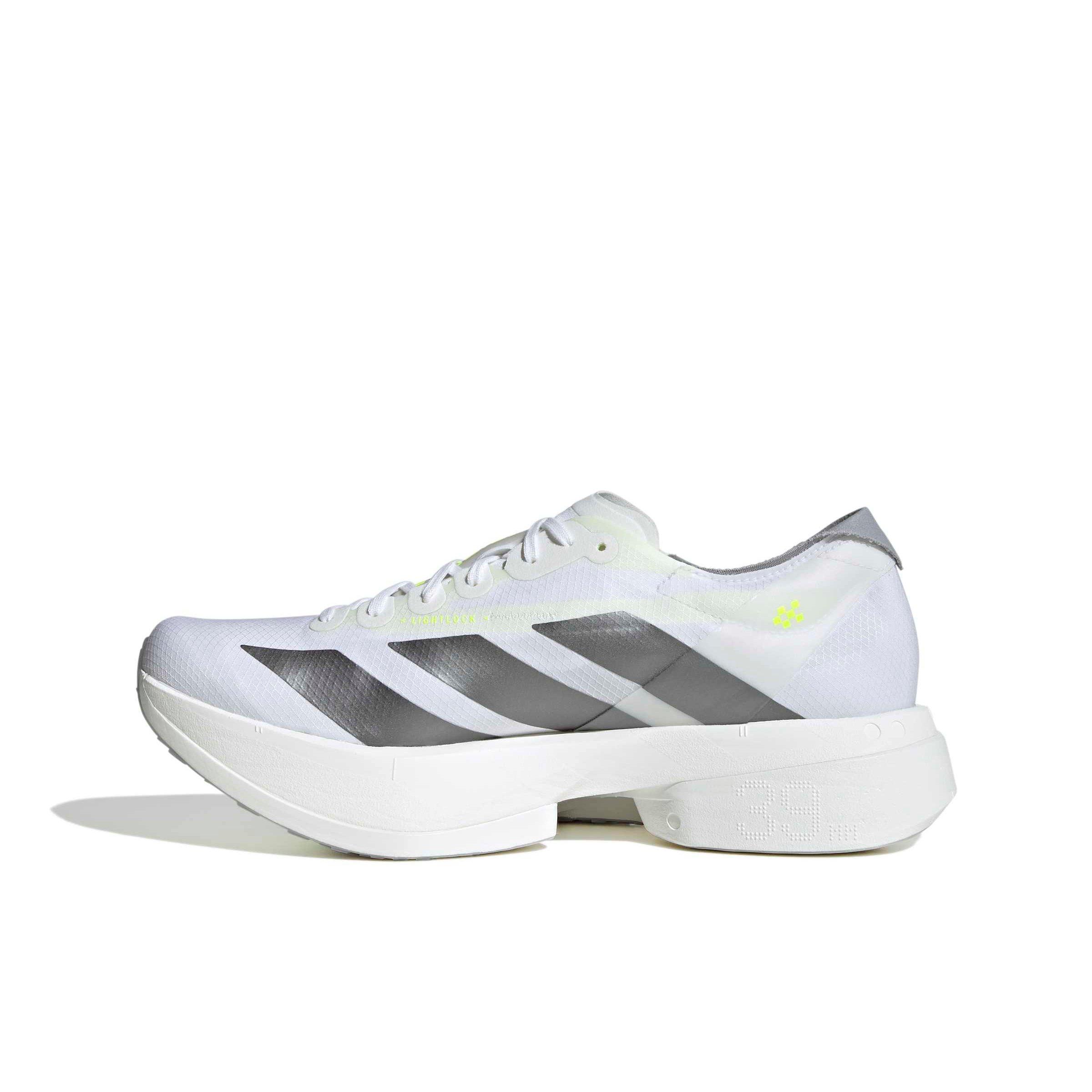adidas Adizero Adios Pro 4 "Ftwr White/Iron Metallic/Solar Yellow" Men's Running Shoe - WHITE/IRON/YELLOW
